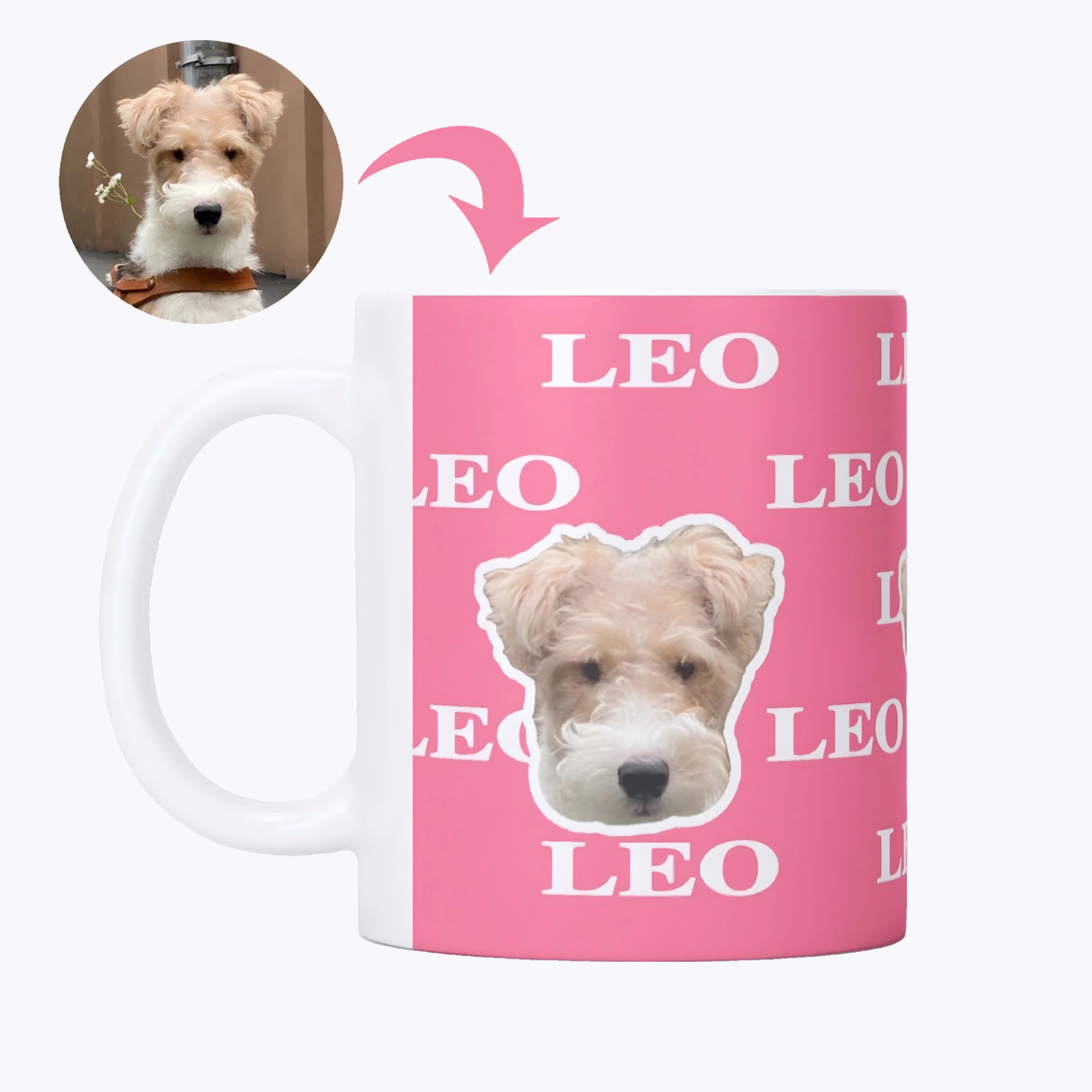 Custom Pet Face Photo Multiple Color 11oz Mug with Name