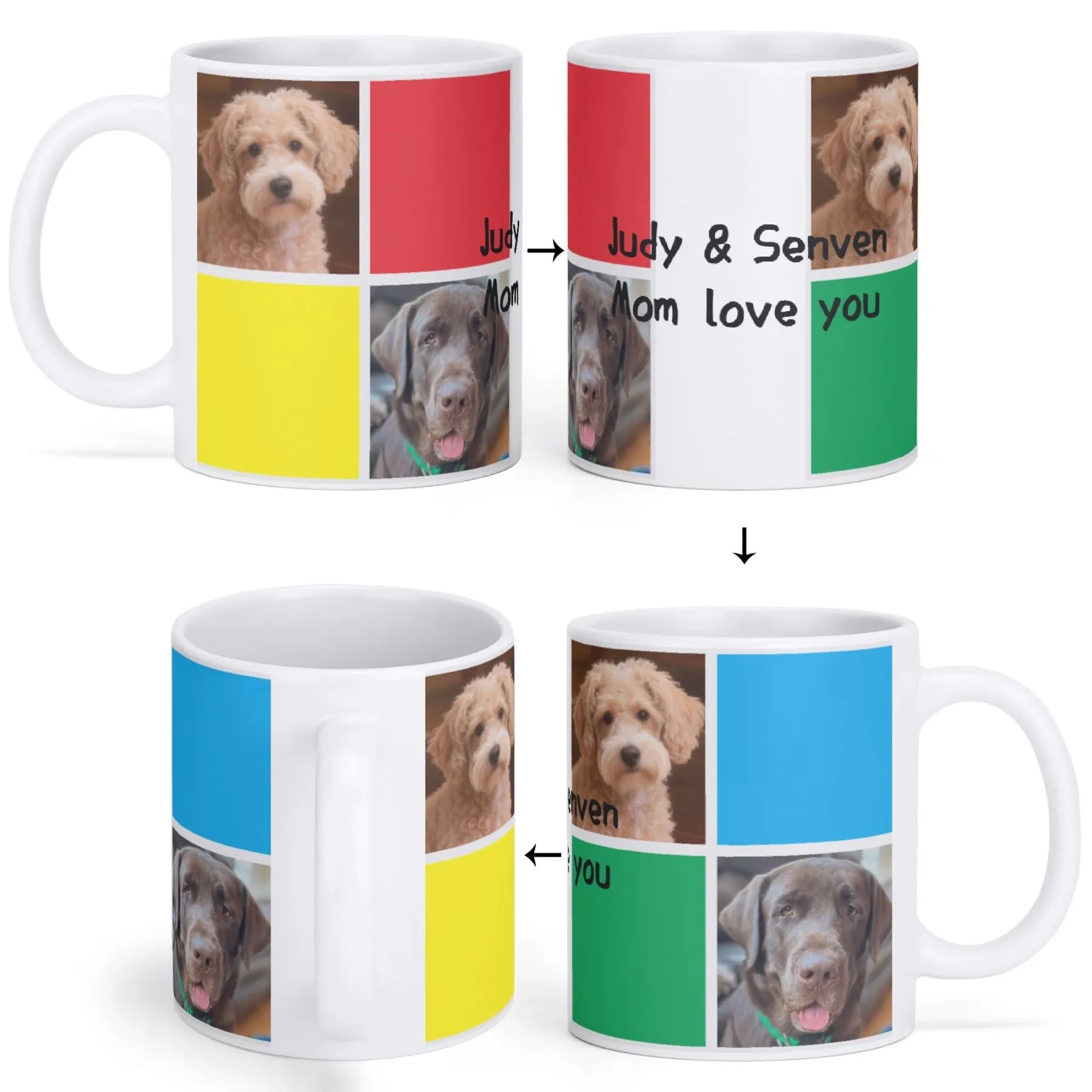 Custom Pet Photo Multi-Color Block 11oz Mug