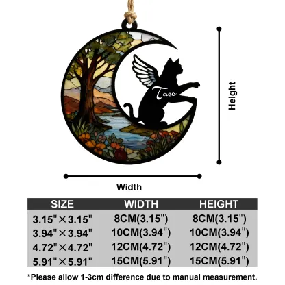 Custom Pet Silhouette with Name Fall Tree Pattern Memorial Suncatcher