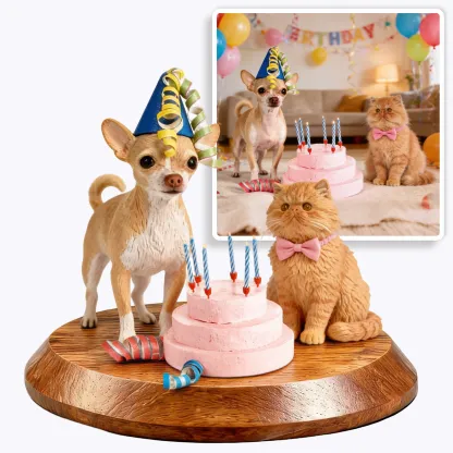 Personalized Highly Realistic Full-Color 3D Dog Cat Two Statues