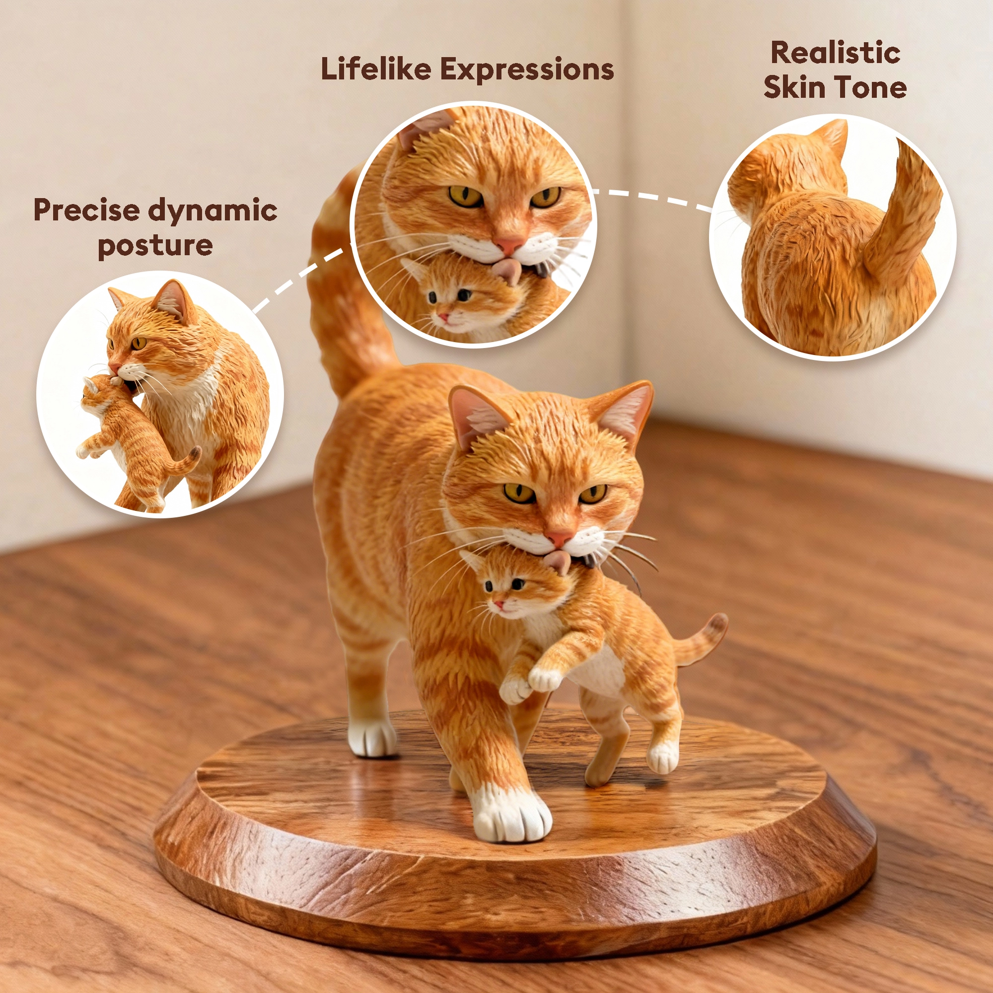 Personalized Highly Realistic Full-Color 3D Dog Cat Two Statues