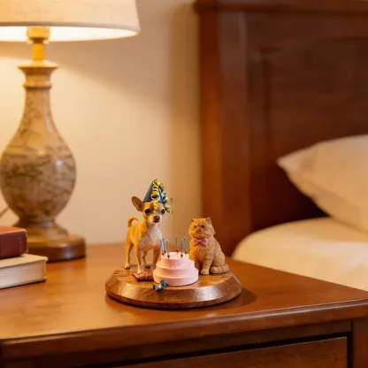 Personalized Highly Realistic Full-Color 3D Dog Cat Two Statues