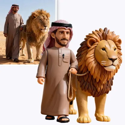 Custom Highly Realistic Full-Color 3D Printed Chibi Figurine with Pet