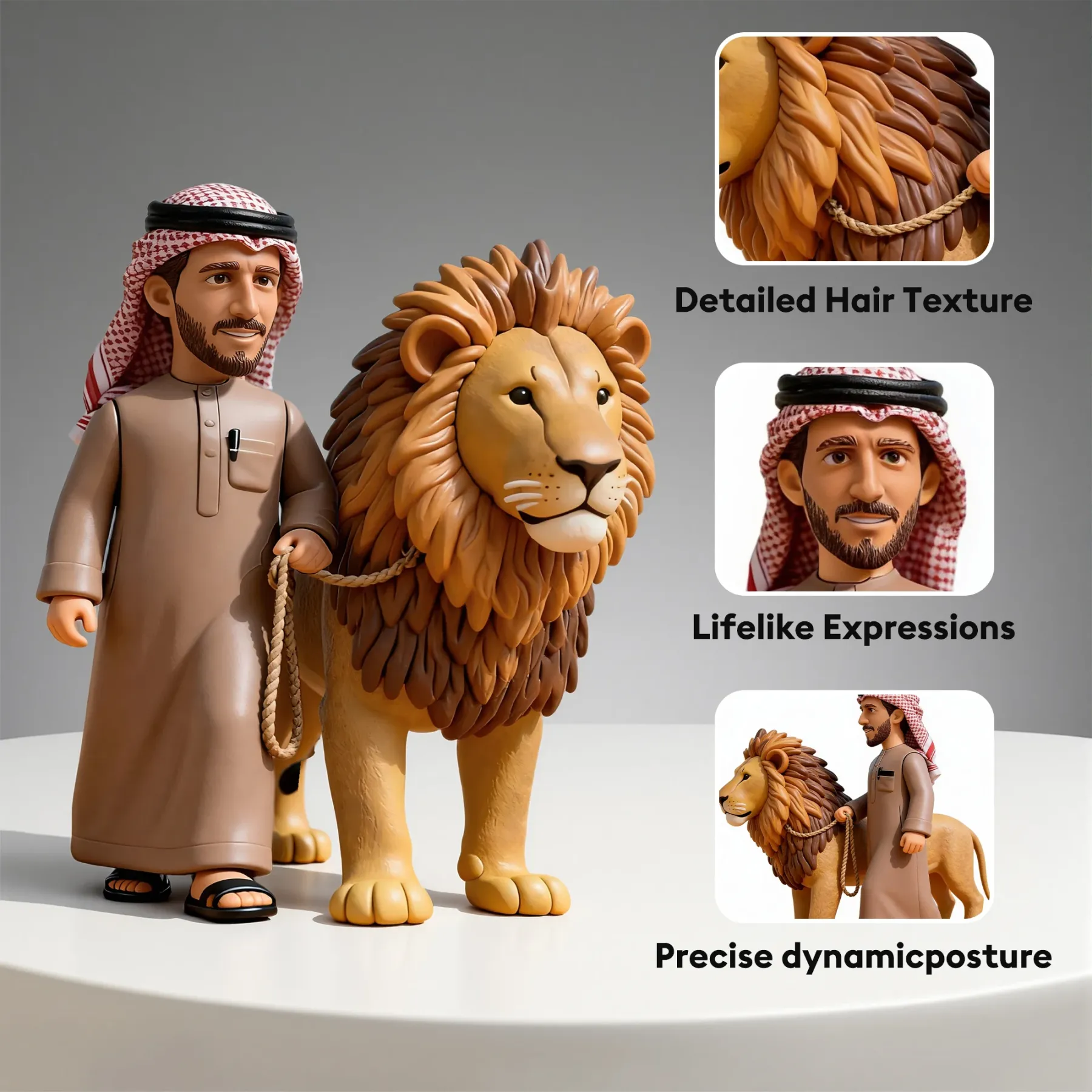 Custom Highly Realistic Full-Color 3D Printed Chibi Figurine with Pet