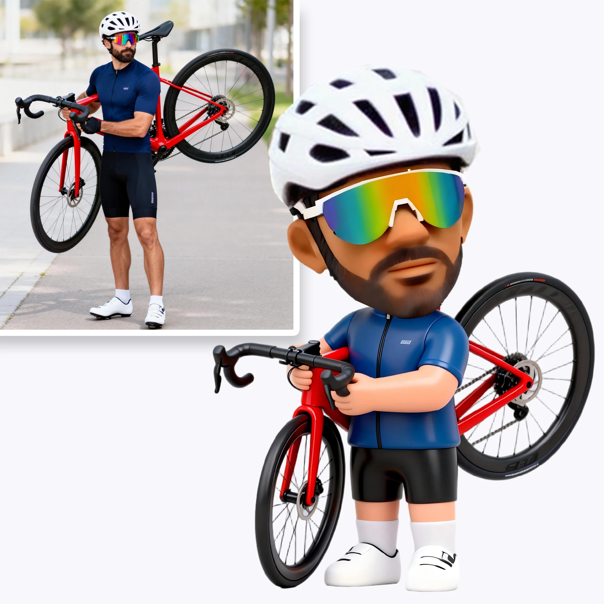 Custom Cycling Highly Realistic Full-Color 3D Printed Chibi Figurine for Cycling Enthusiast