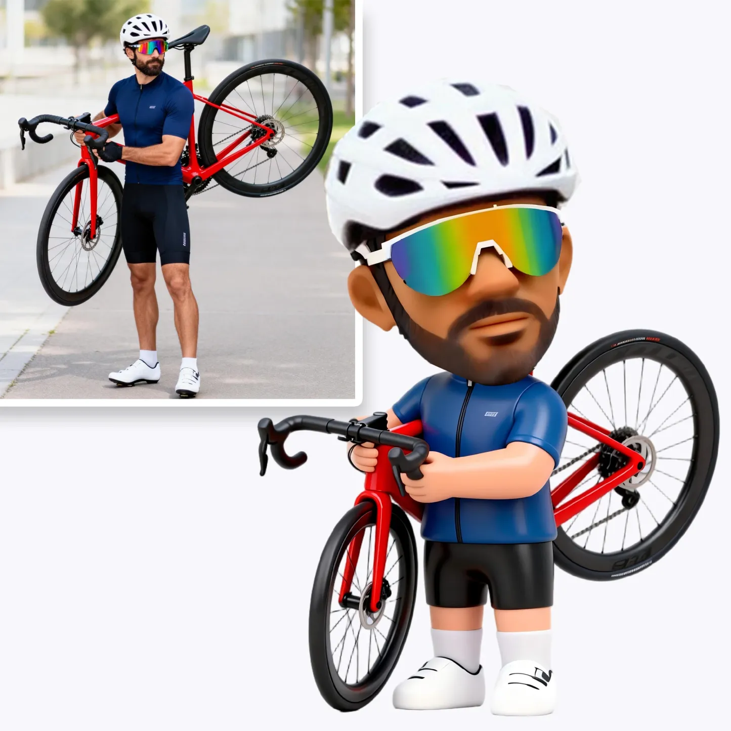 Custom Cycling Highly Realistic Full-Color 3D Printed Chibi Figurine for Cycling Enthusiast