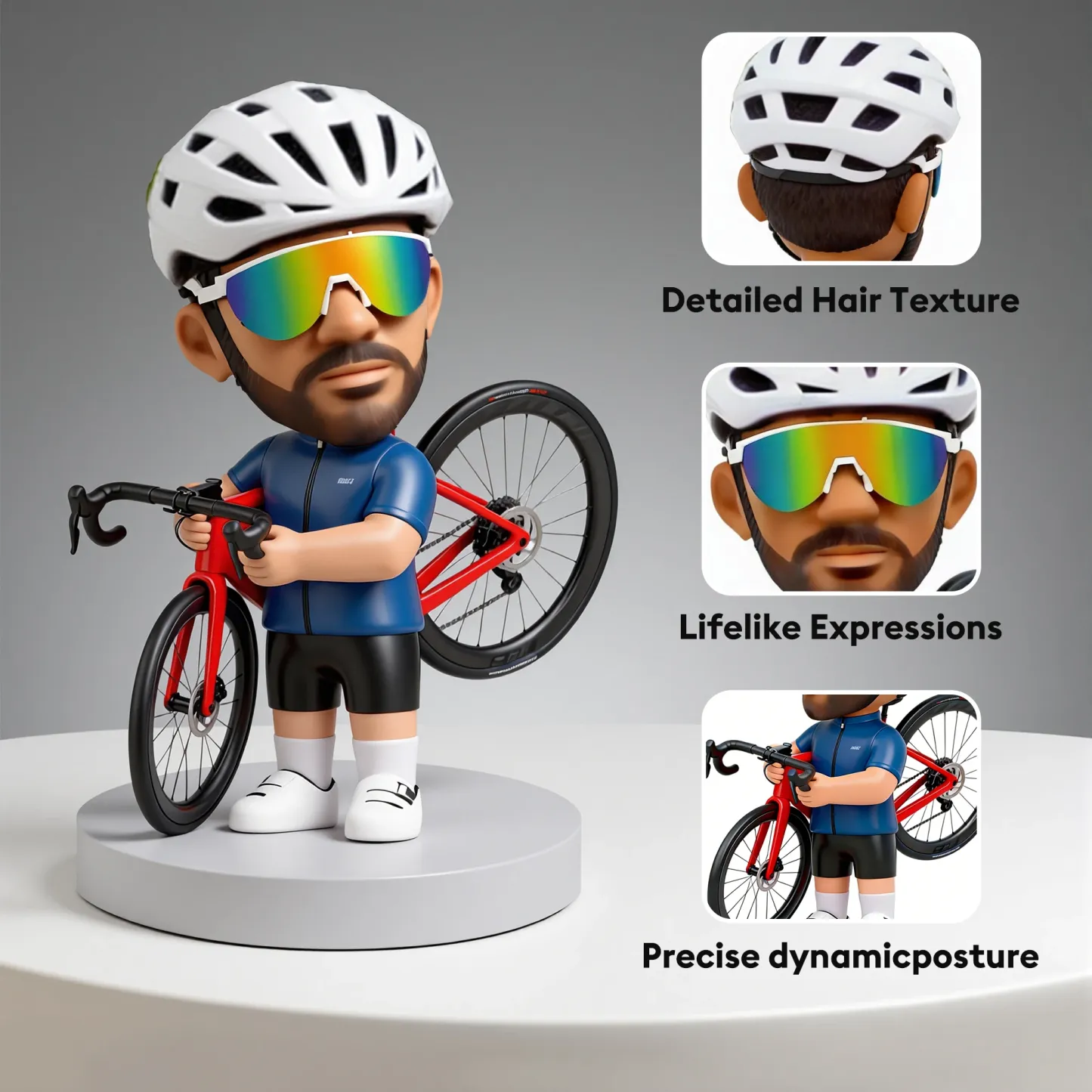 Custom Cycling Highly Realistic Full-Color 3D Printed Chibi Figurine for Cycling Enthusiast