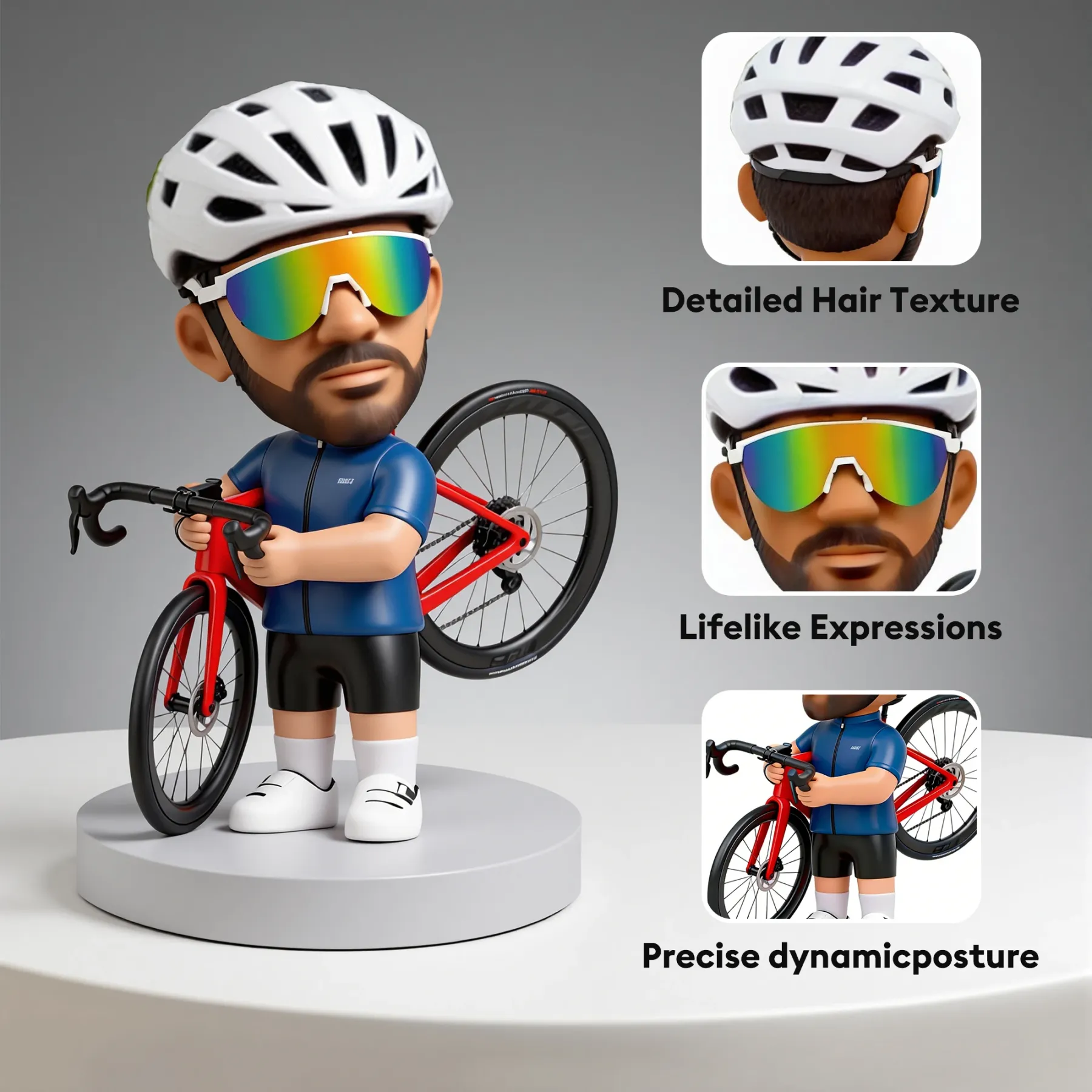 Custom Cycling Highly Realistic Full-Color 3D Printed Chibi Figurine for Cycling Enthusiast