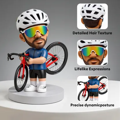Custom Cycling Highly Realistic Full-Color 3D Printed Chibi Figurine for Cycling Enthusiast