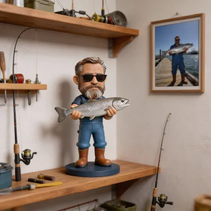 Custom Fishing Highly Realistic Full-Color 3D Printed Chibi Figurine for Fishing Enthusiast