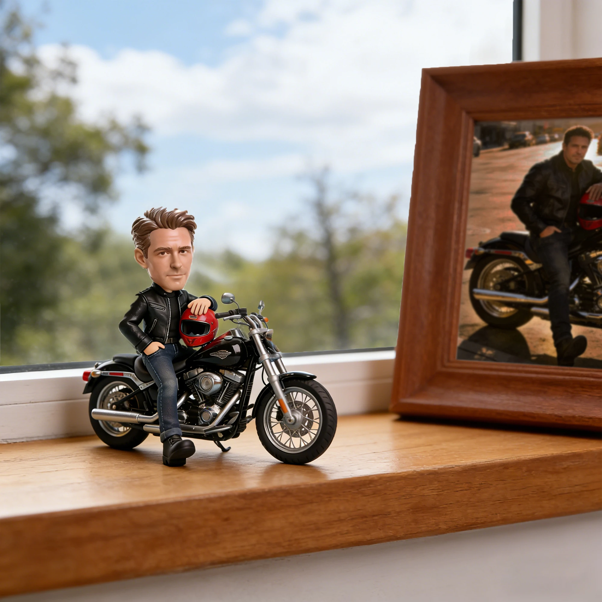Custom Motorcycle Rider Highly Realistic Full-Color 3D Printed Chibi Figurine for Motorcycle Enthusiast