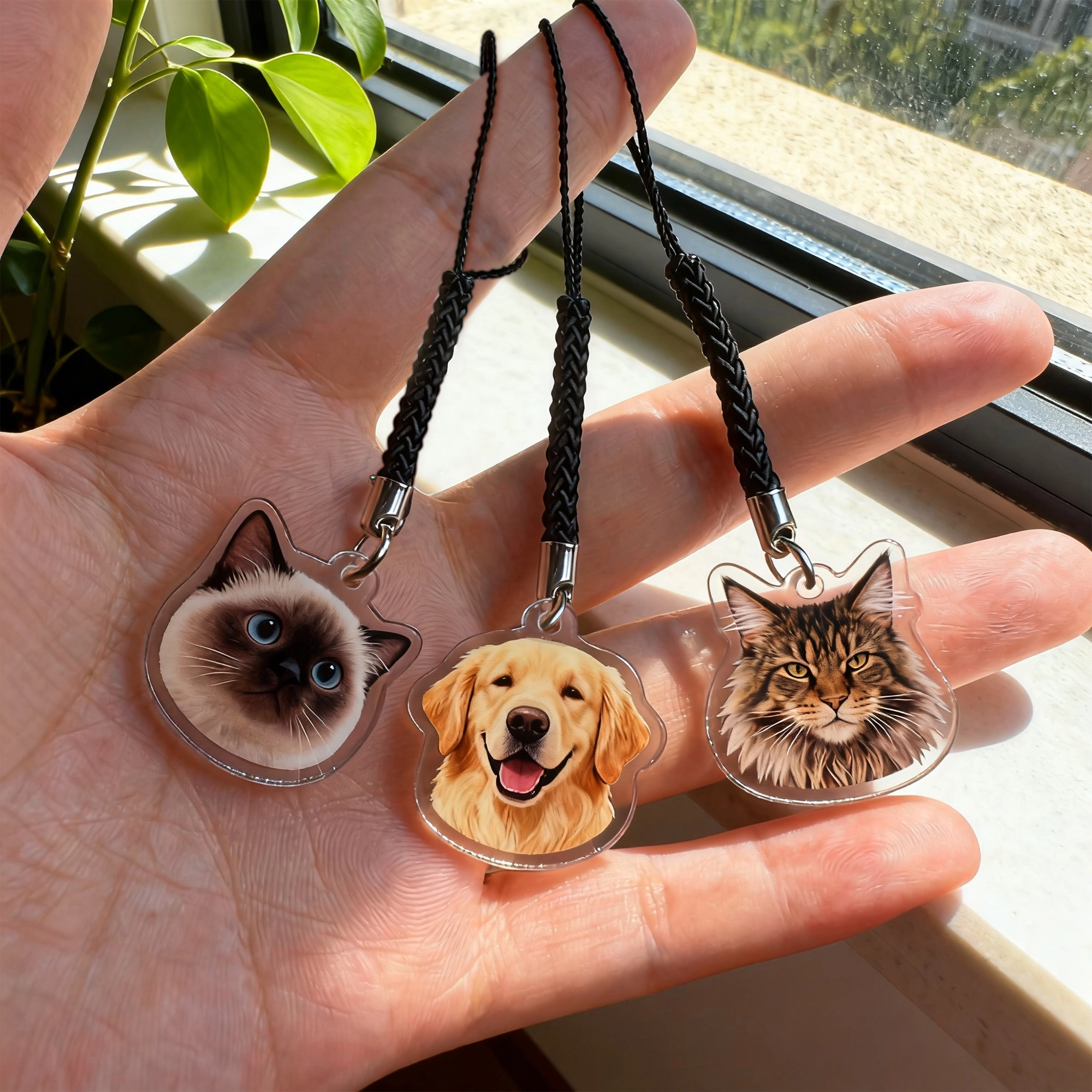 Custom Dog Cat Face Photo Acrylic Keychain