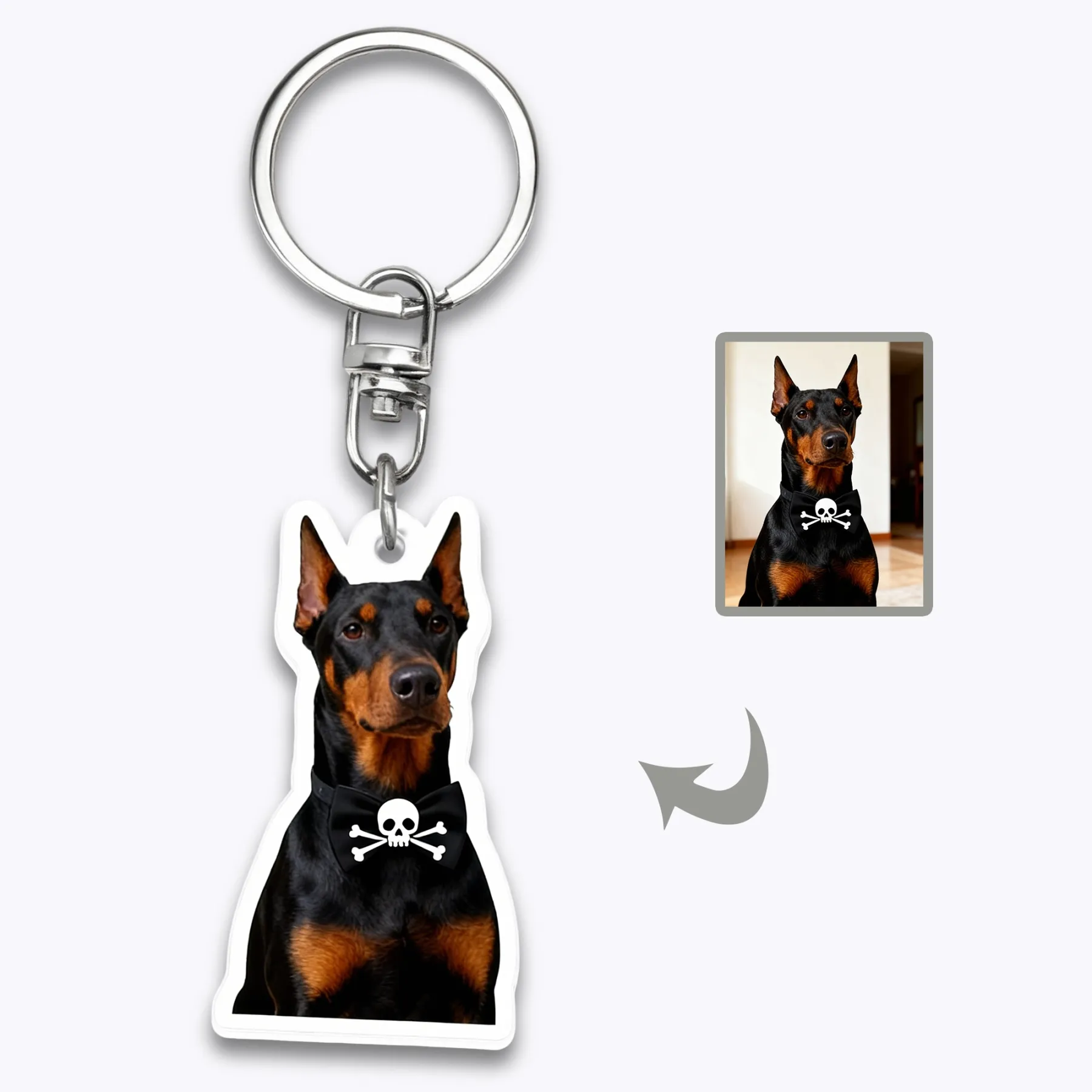 Custom Double-Sided Dog Cat Face Photo Acrylic Keychain