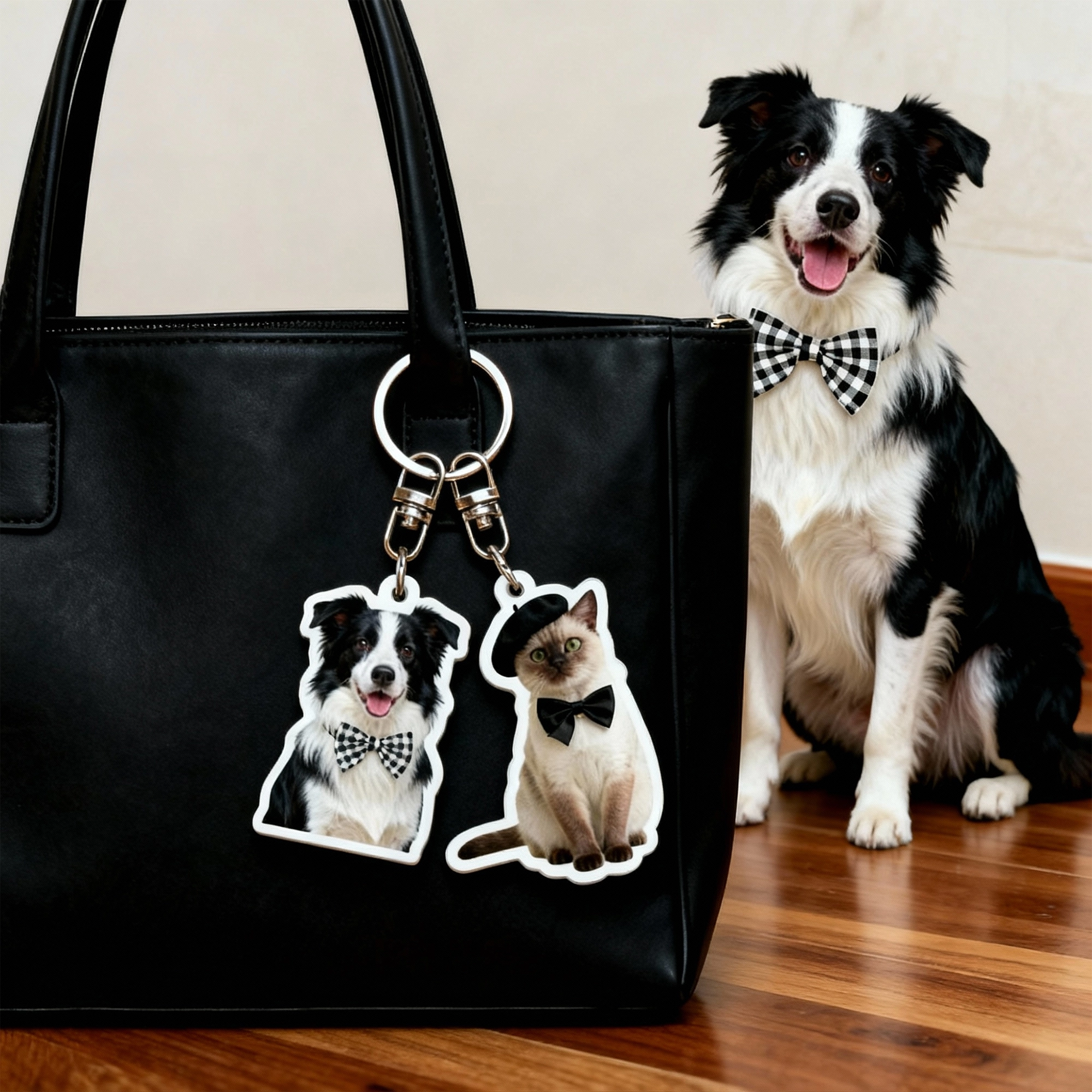 Custom Double-Sided Dog Cat Face Photo Acrylic Keychain