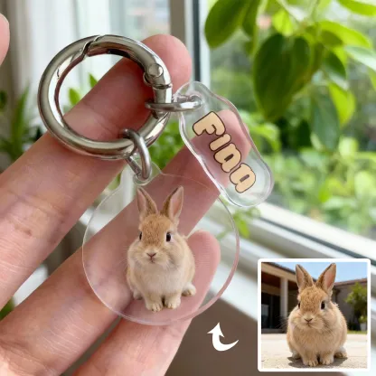 Custom Dog Cat Face Photo Round Shape Acrylic Keychain