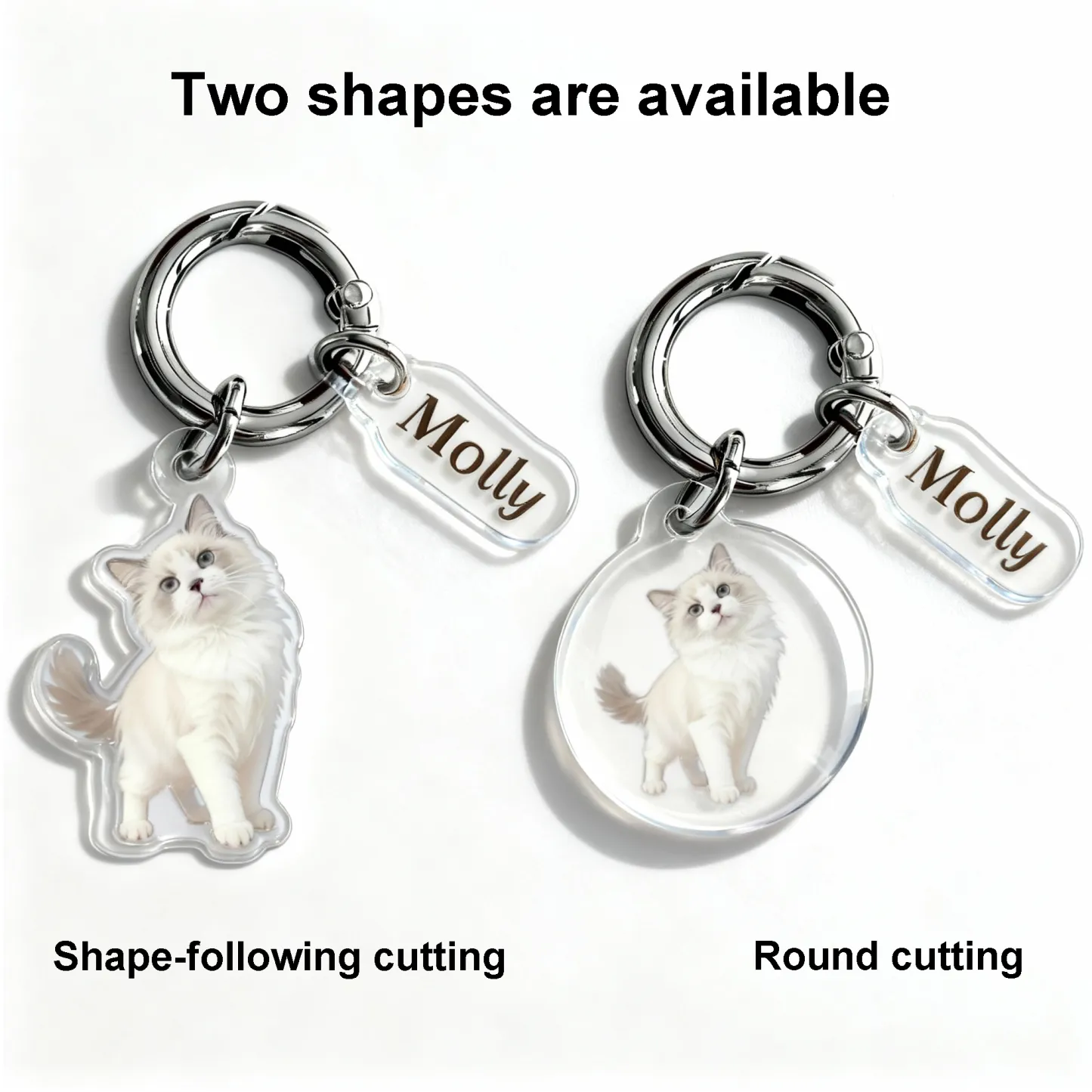 Custom Dog Cat Face Photo Round Shape Acrylic Keychain