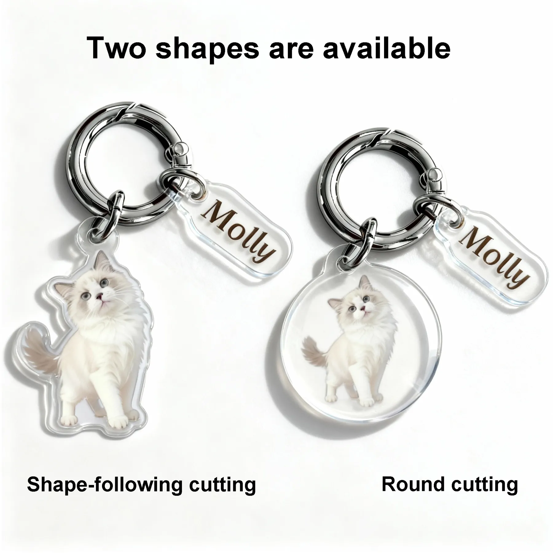 Custom Dog Cat Face Photo Round Shape Acrylic Keychain