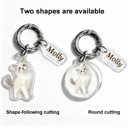 Custom Dog Cat Face Photo Round Shape Acrylic Keychain