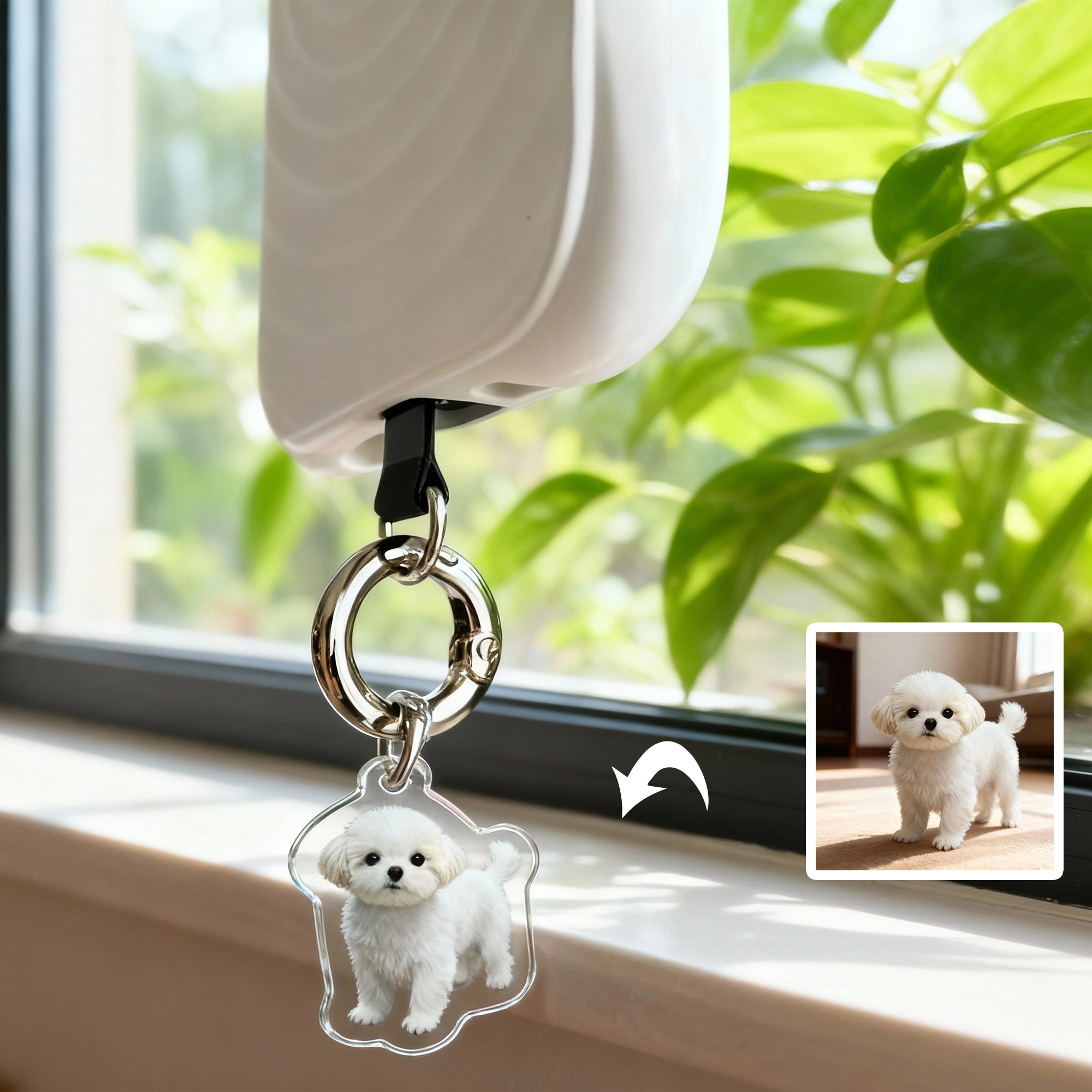 Custom Double Dog Cat Face Pet Photo Acrylic Keychain