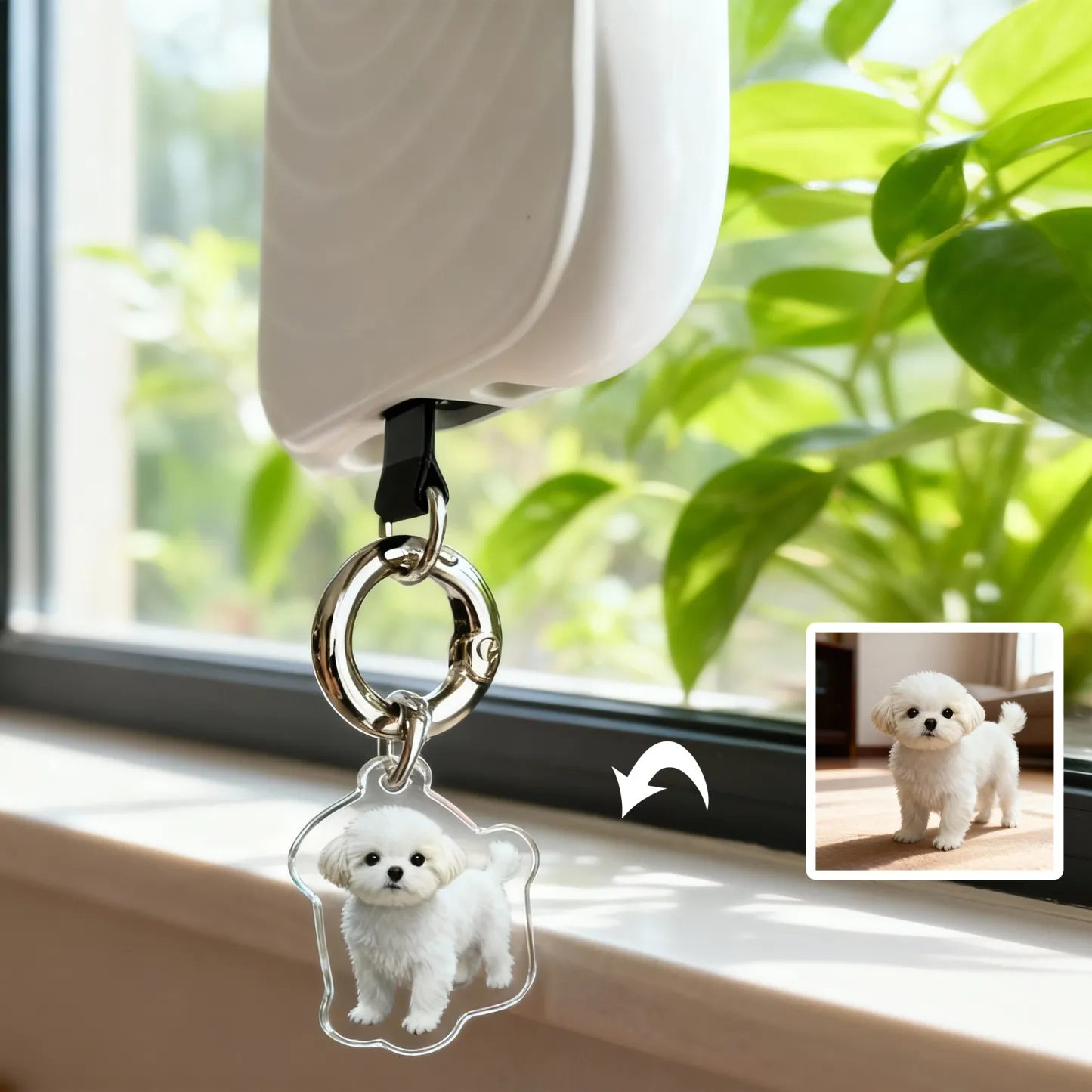 Custom Double Dog Cat Face Pet Photo Acrylic Keychain