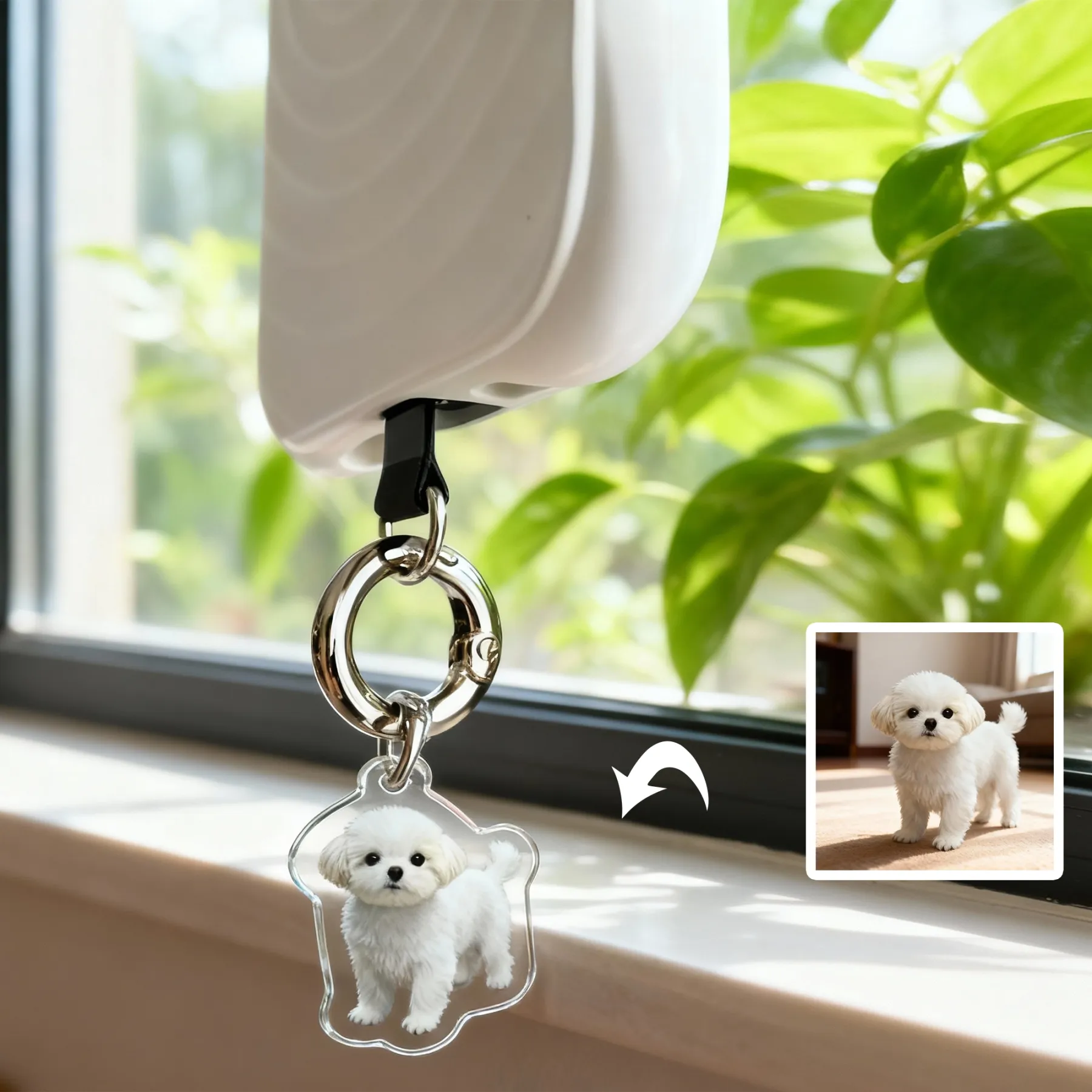 Custom Double Dog Cat Face Pet Photo Acrylic Keychain