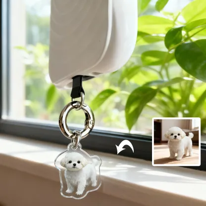 Custom Double Dog Cat Face Pet Photo Acrylic Keychain