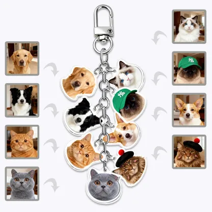 Custom 1-8 Cat Dog Pet Face Keychain