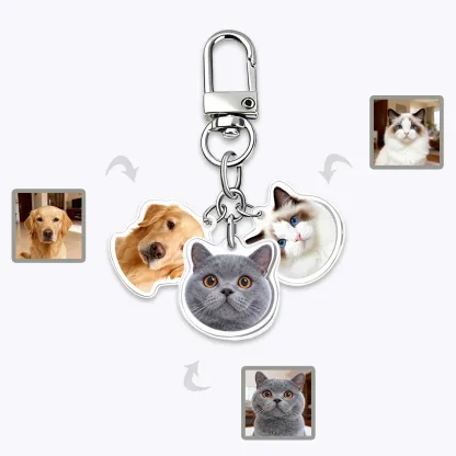 Custom 1-8 Cat Dog Pet Face Keychain