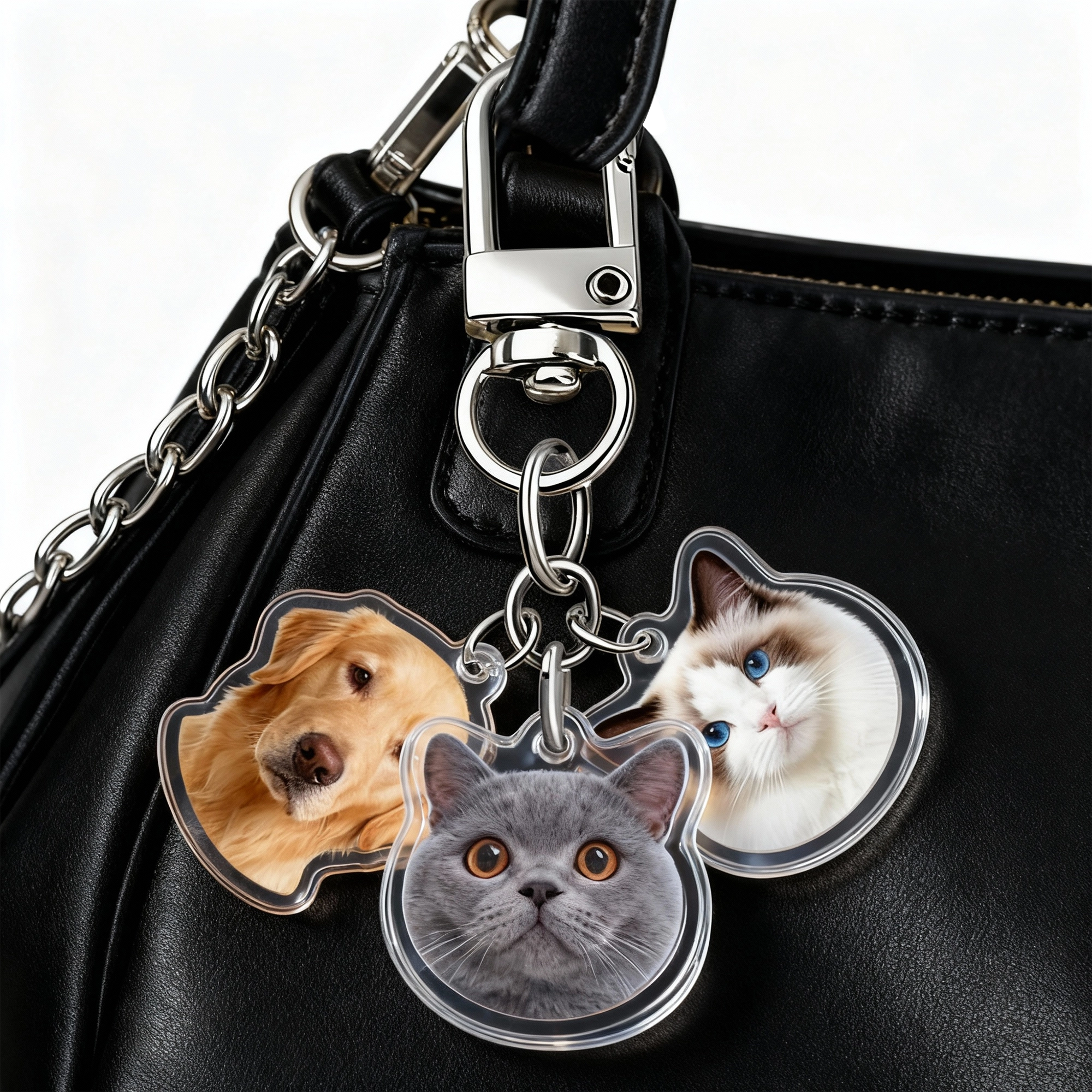 Custom 1-8 Cat Dog Pet Face Keychain