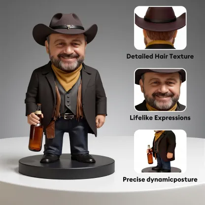 Custom Western Cowboy Highly Realistic Full-Color 3D Printed Chibi Figurine for Farm Owner