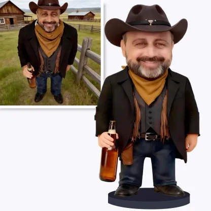 Custom Western Cowboy Highly Realistic Full-Color 3D Printed Chibi Figurine for Farm Owner