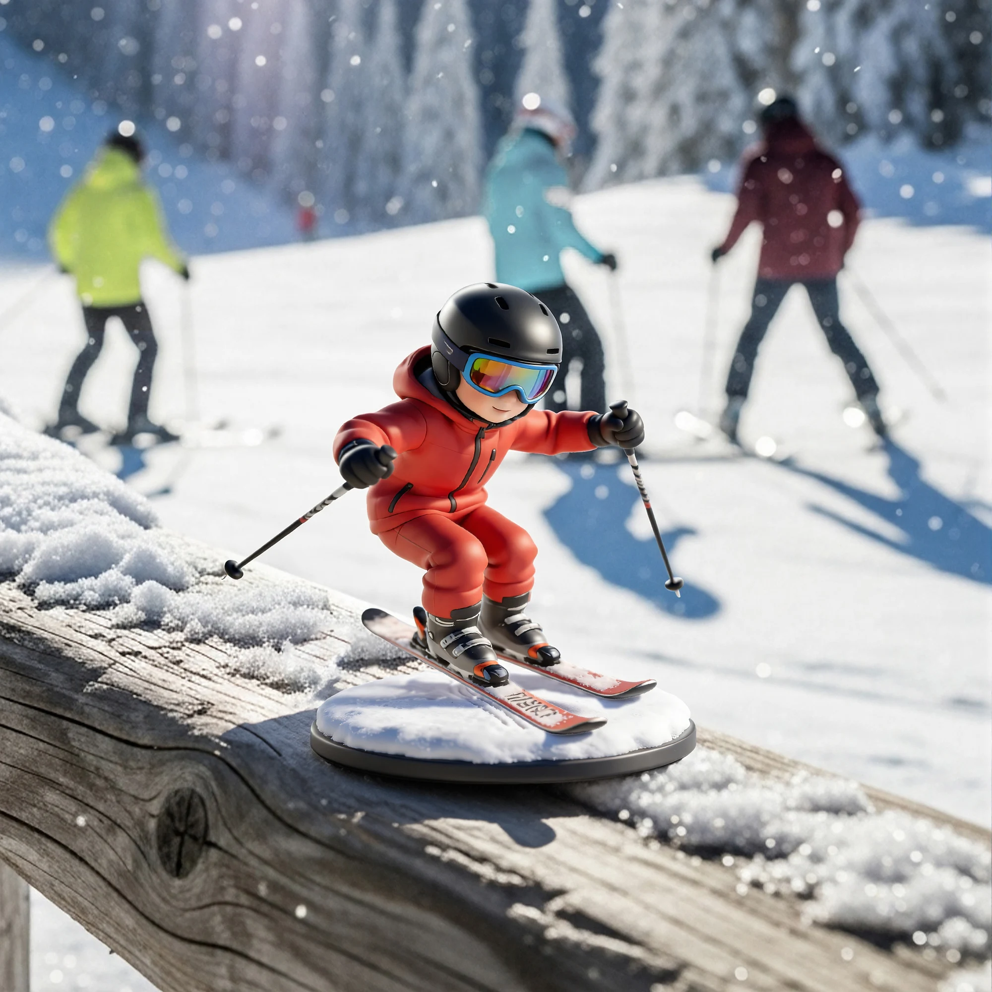 Custom Skiing Highly Realistic Full-Color 3D Printed Chibi Figurine for Skier