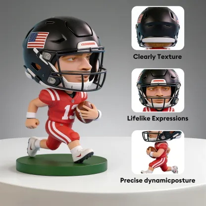 Custom American Football Player Highly Realistic Full-Color 3D Printed Chibi Figurine