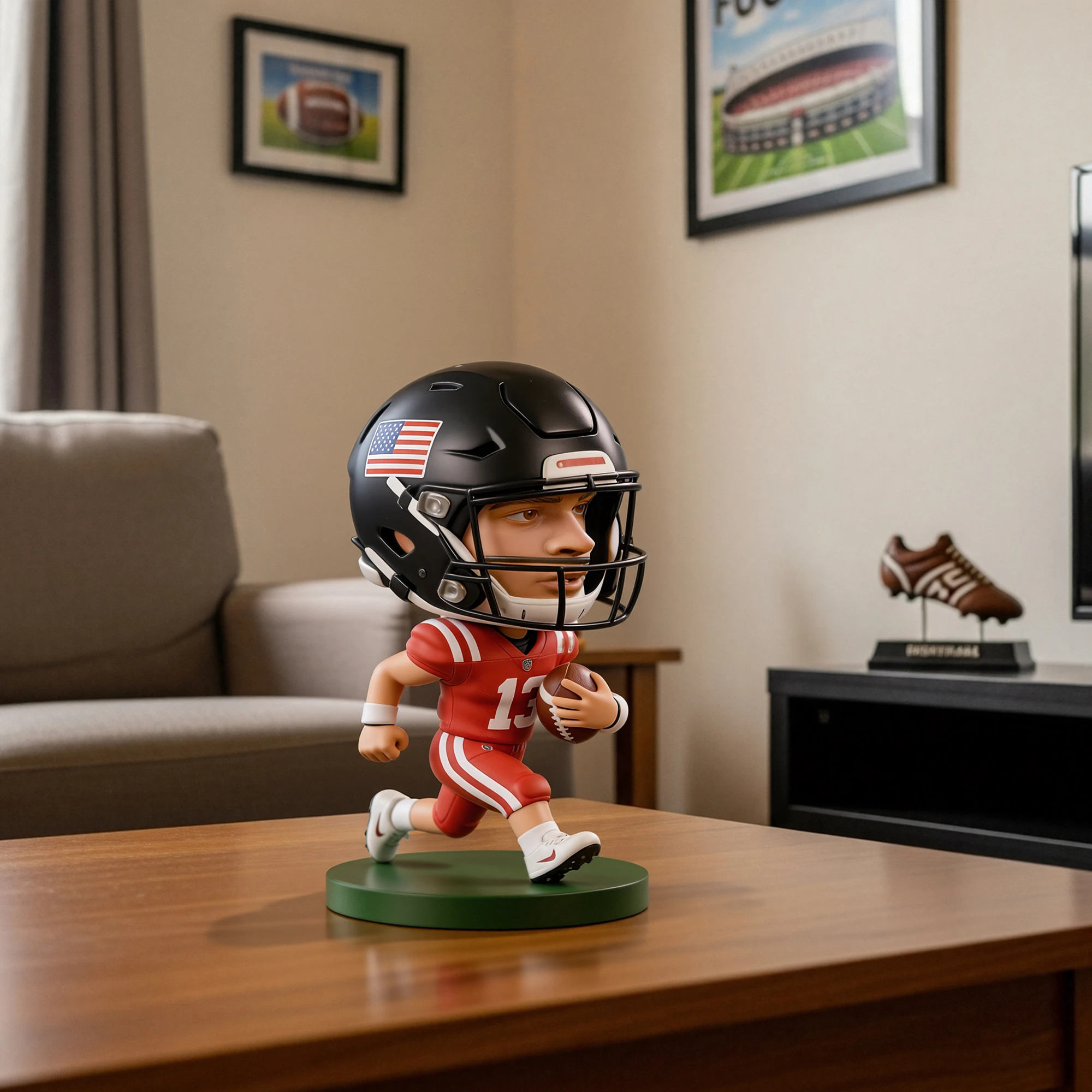 Custom American Football Player Highly Realistic Full-Color 3D Printed Chibi Figurine