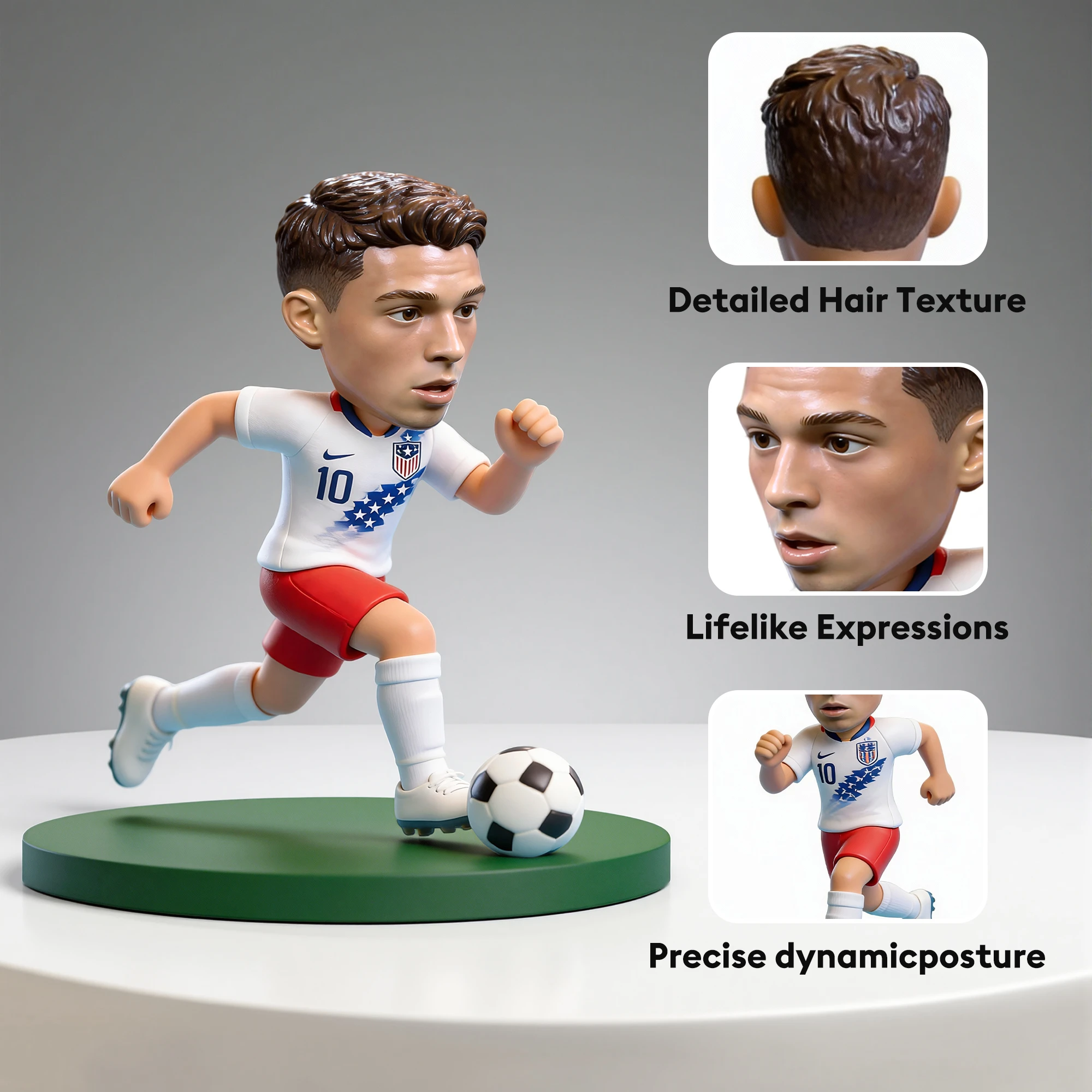 Custom Soccer Player Highly Realistic Full-Color 3D Printed Chibi Figurine