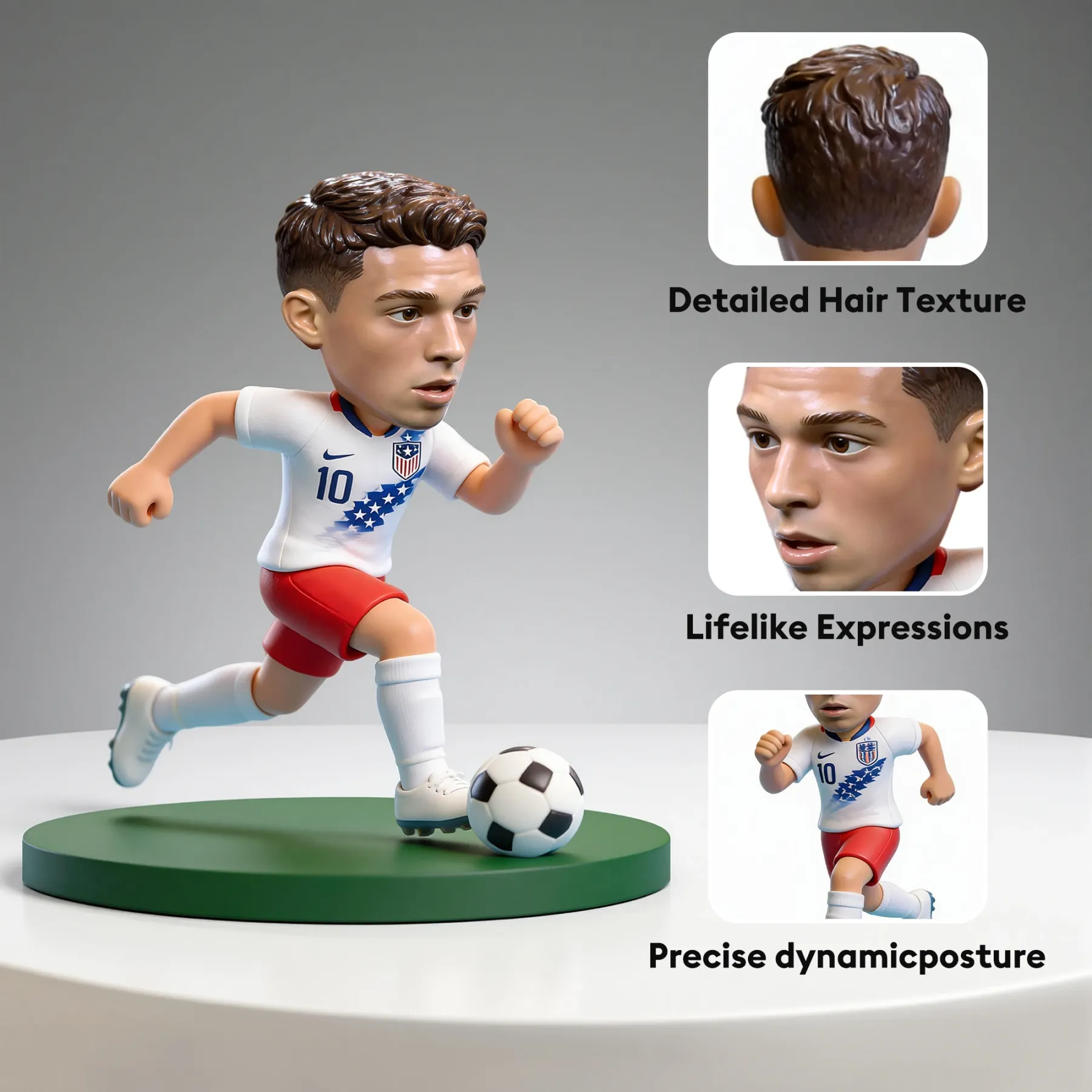 Custom Soccer Player Highly Realistic Full-Color 3D Printed Chibi Figurine