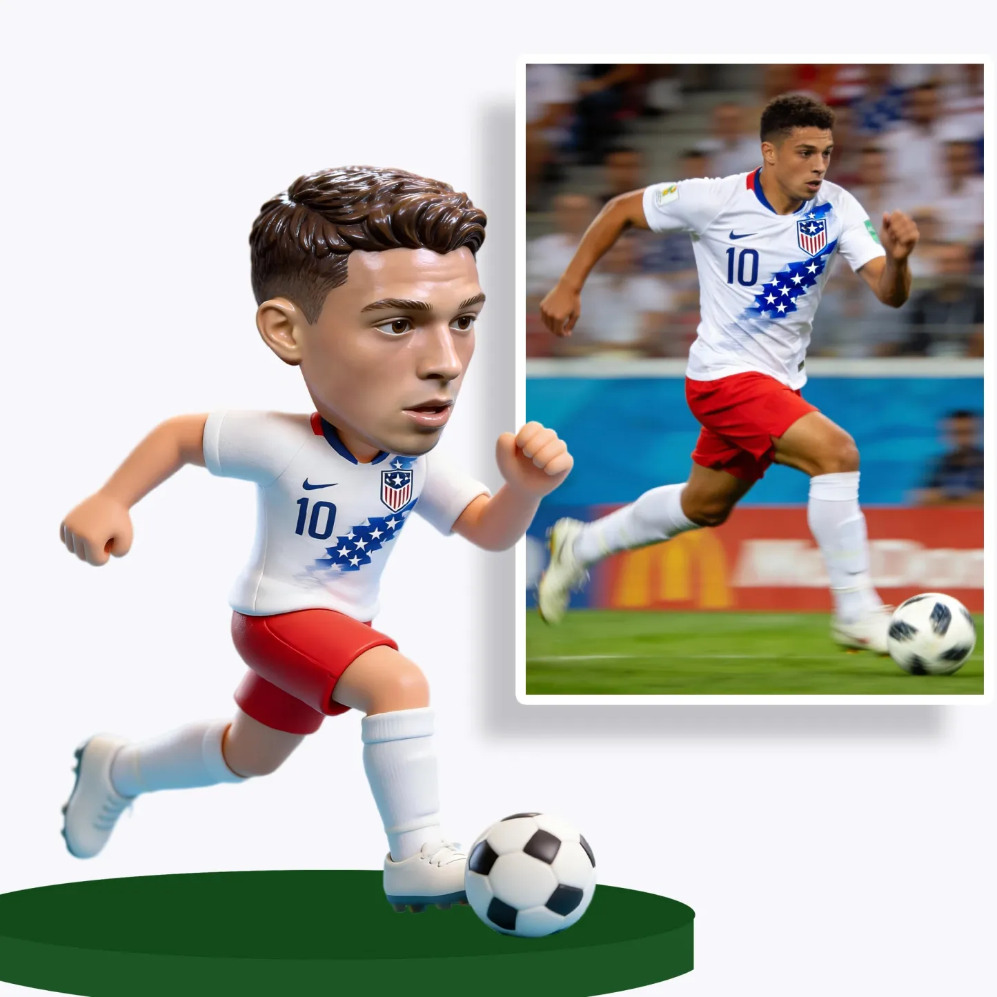 Custom Soccer Player Highly Realistic Full-Color 3D Printed Chibi Figurine