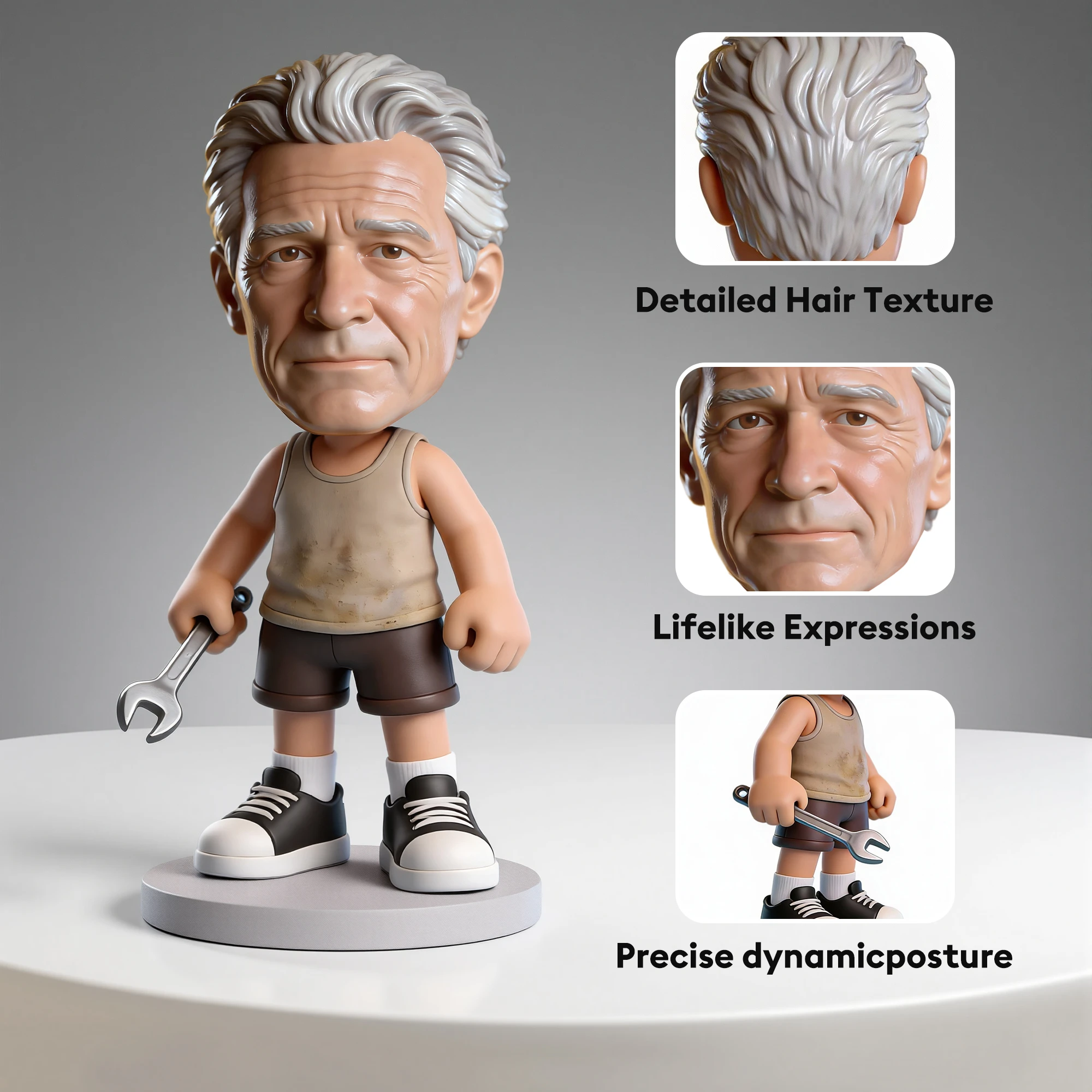 Custom Highly Realistic Full-Color 3D Printed Chibi Figurine Fathers' Day Gift
