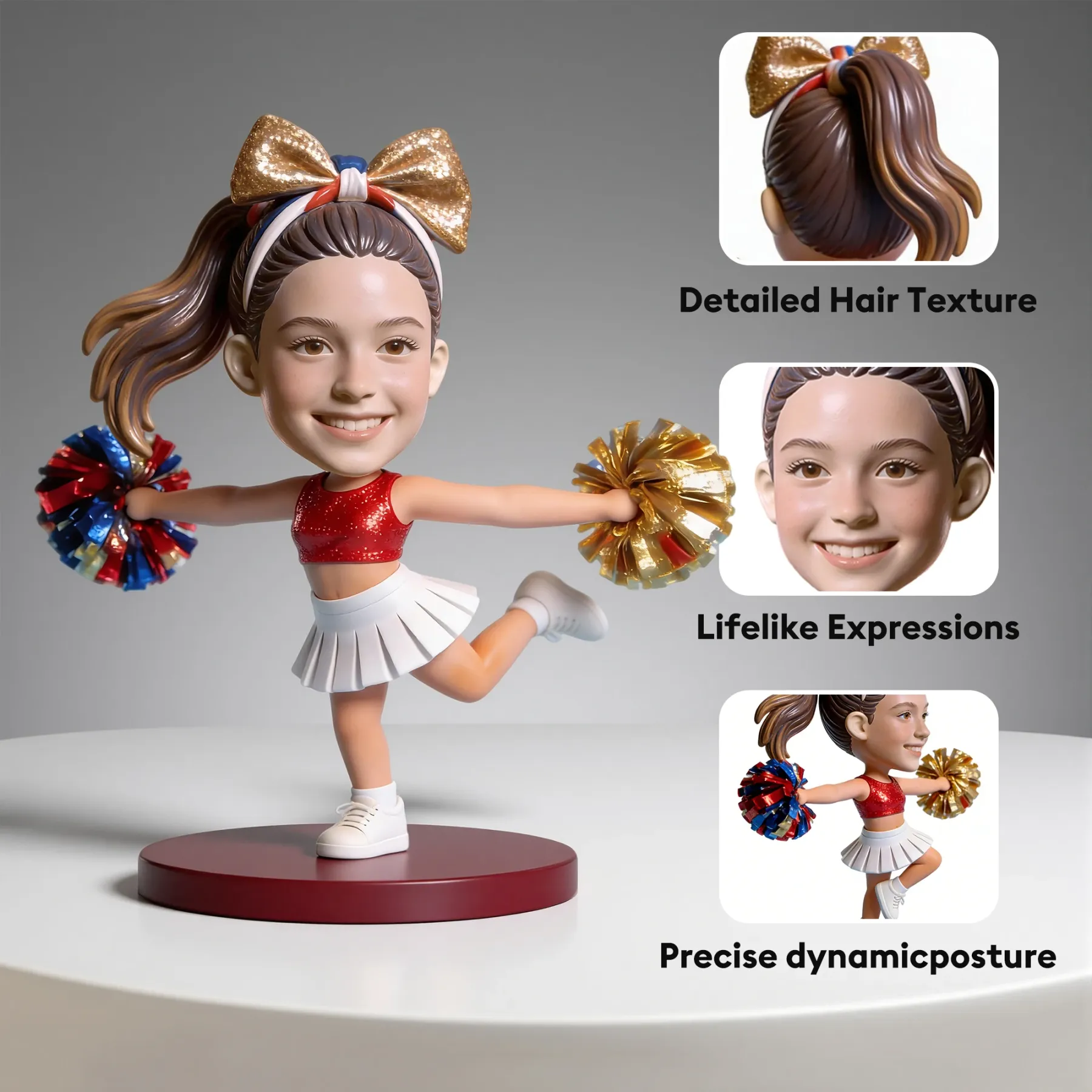 Custom Cheerleader Player Highly Realistic Full-Color 3D Printed Chibi Figurine
