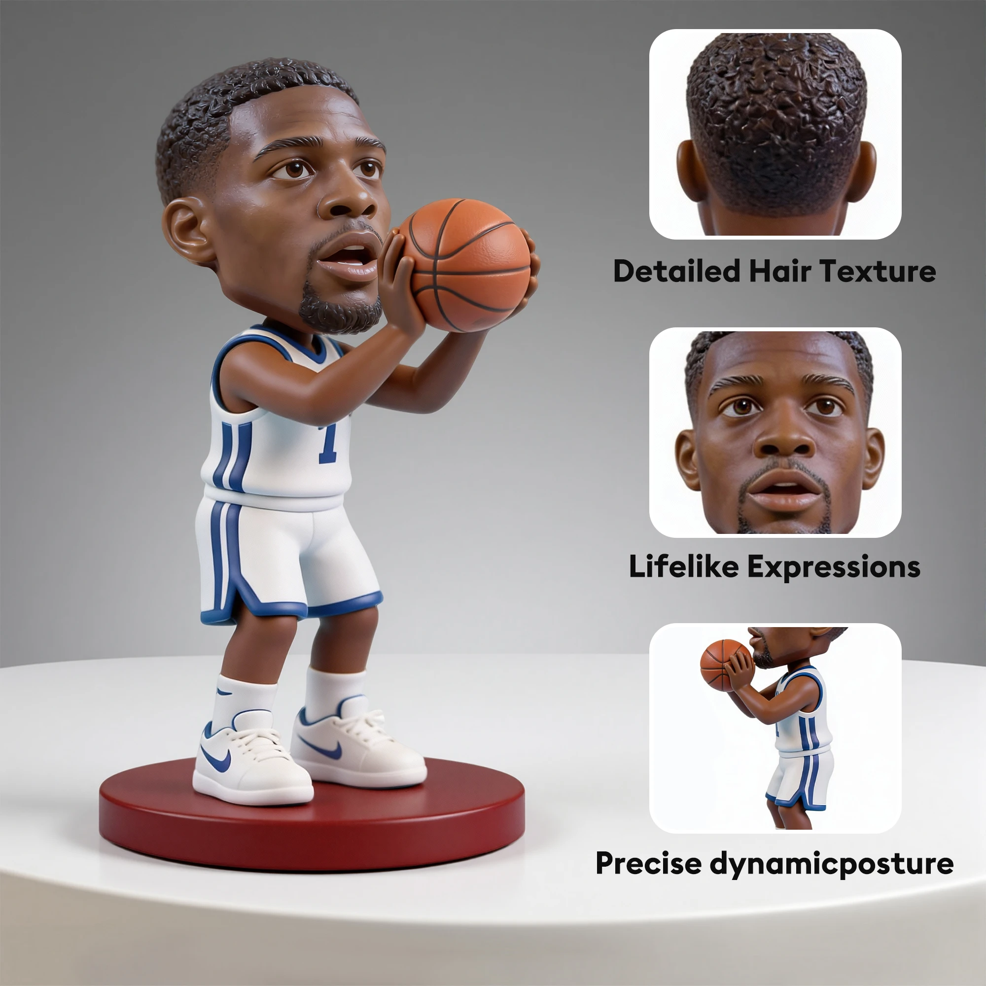 Custom Basketball Player Highly Realistic Full-Color 3D Printed Chibi Figurine
