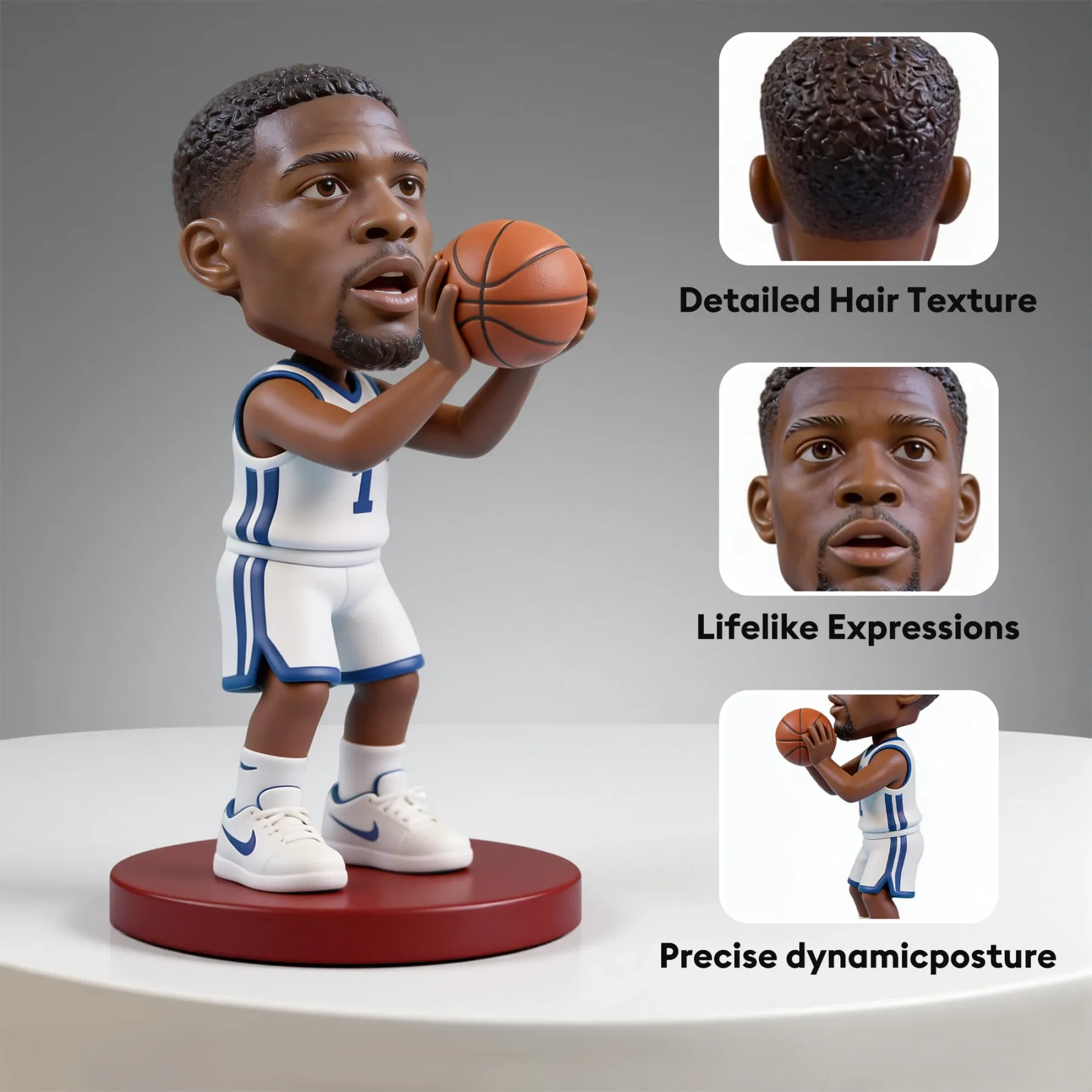 Custom Basketball Player Highly Realistic Full-Color 3D Printed Chibi Figurine