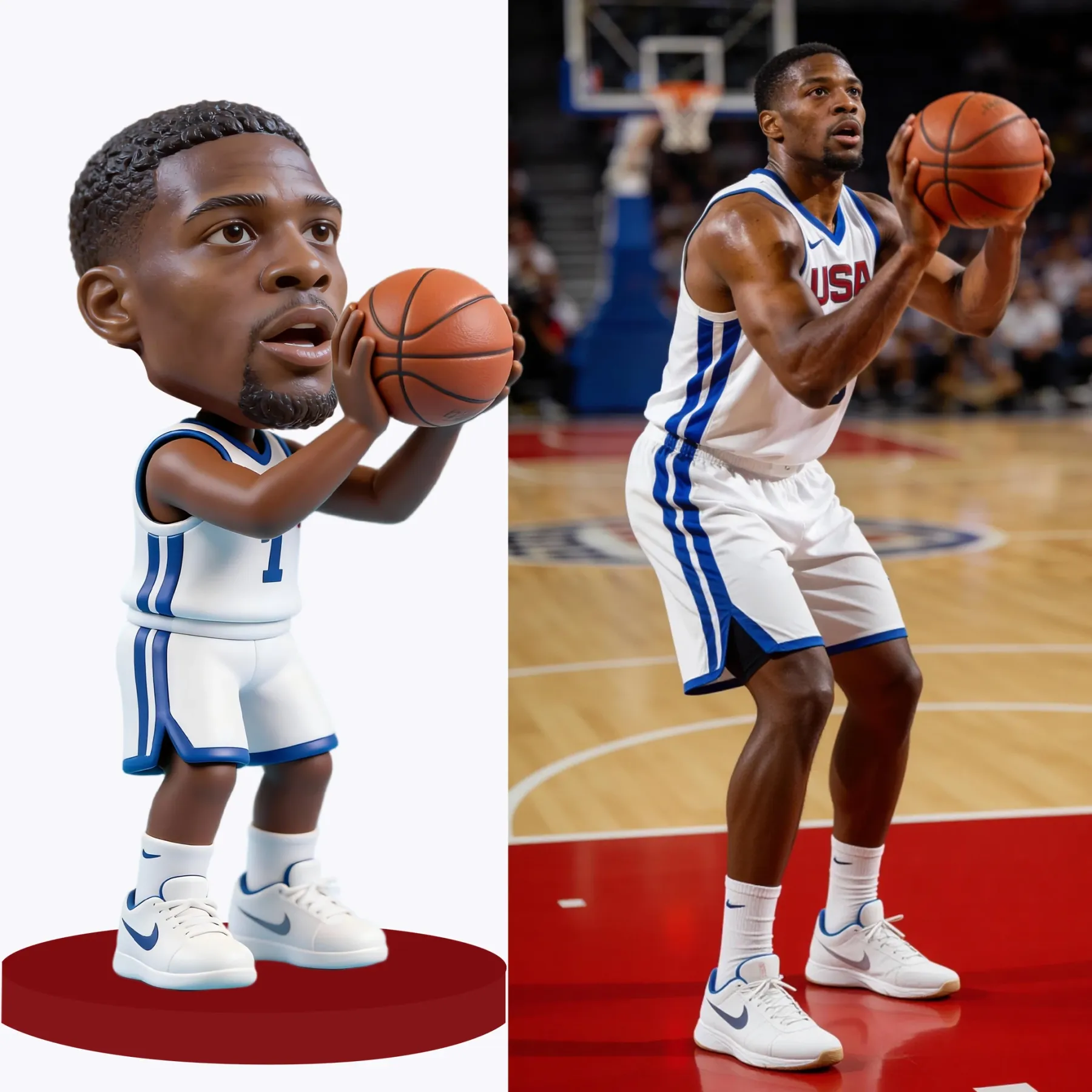 Custom Basketball Player Highly Realistic Full-Color 3D Printed Chibi Figurine