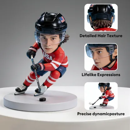 Custom Ice Hockey Player Highly Realistic Full-Color 3D Printed Chibi Figurine