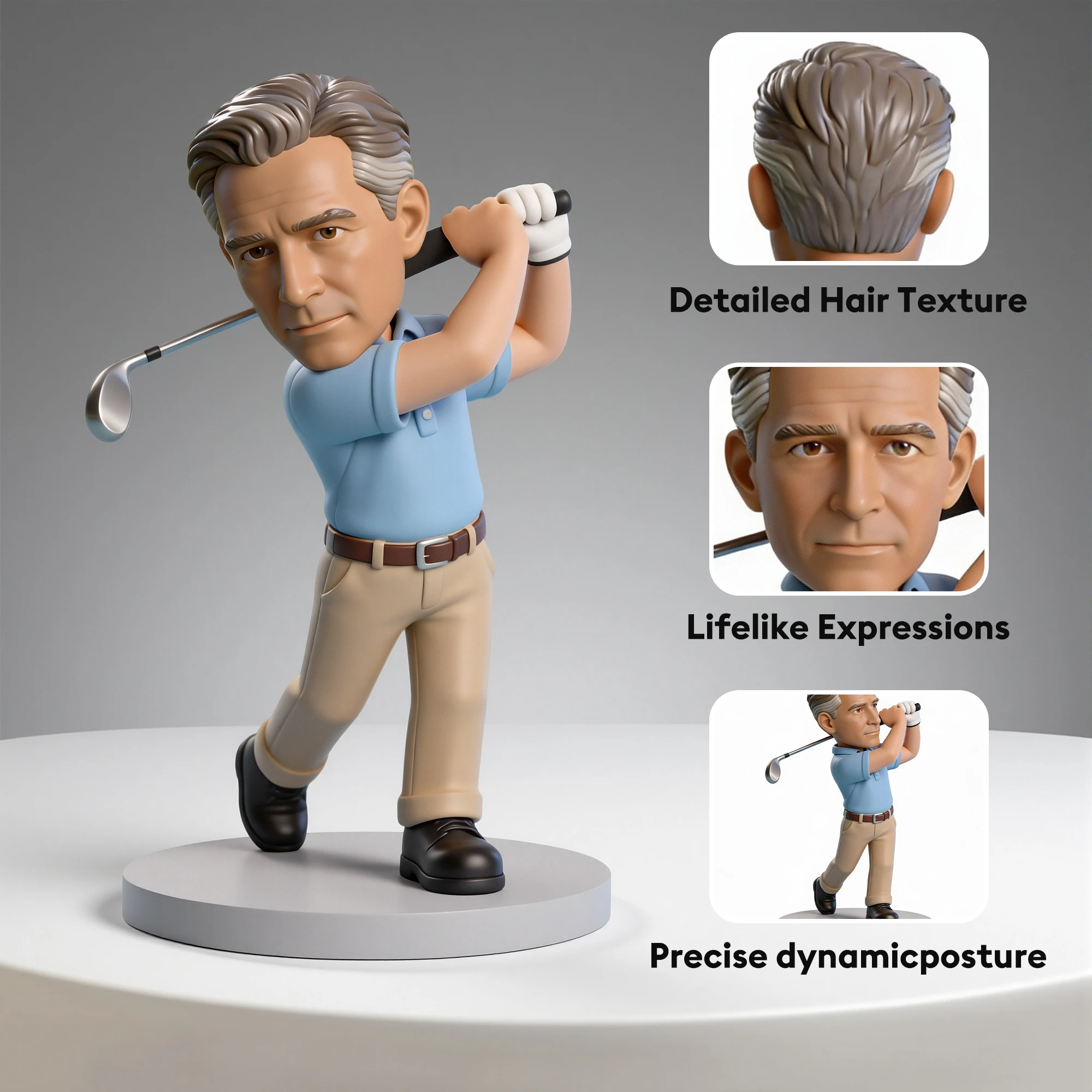 Custom Golfer Highly Realistic Full-Color 3D Printed Chibi Figurine