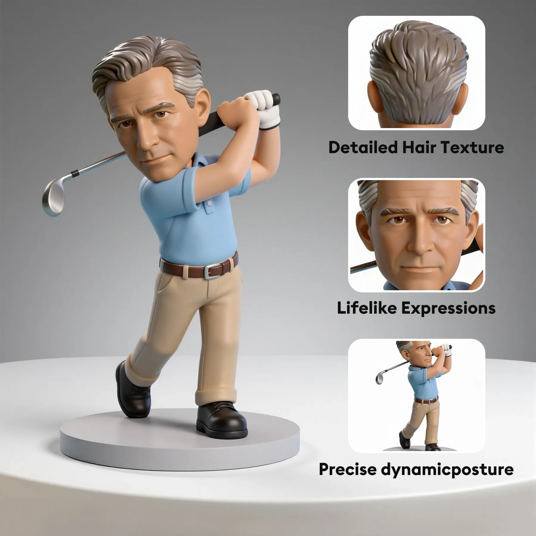 Custom Golfer Highly Realistic Full-Color 3D Printed Chibi Figurine