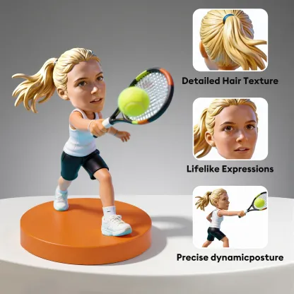 Custom Tennis Player Highly Realistic Full-Color 3D Printed Chibi Figurine
