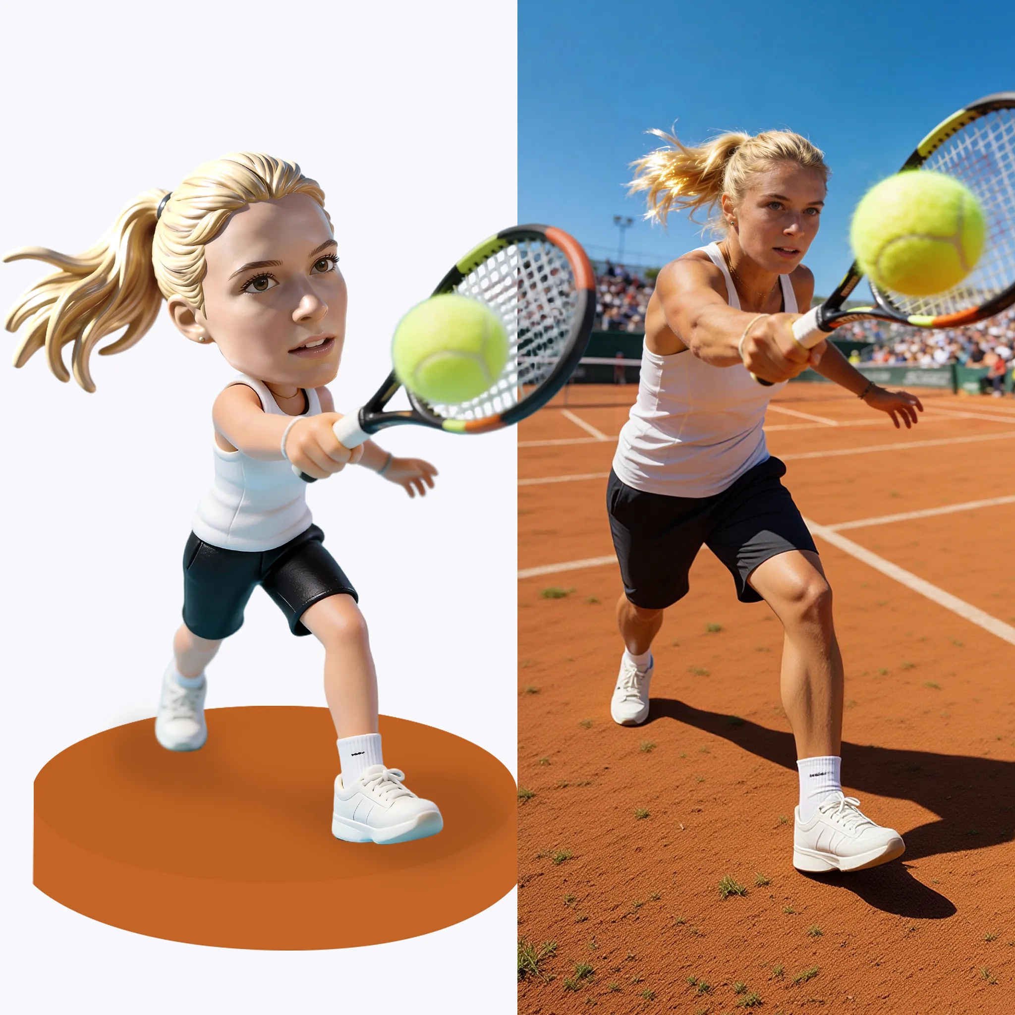 Custom Tennis Player Highly Realistic Full-Color 3D Printed Chibi Figurine