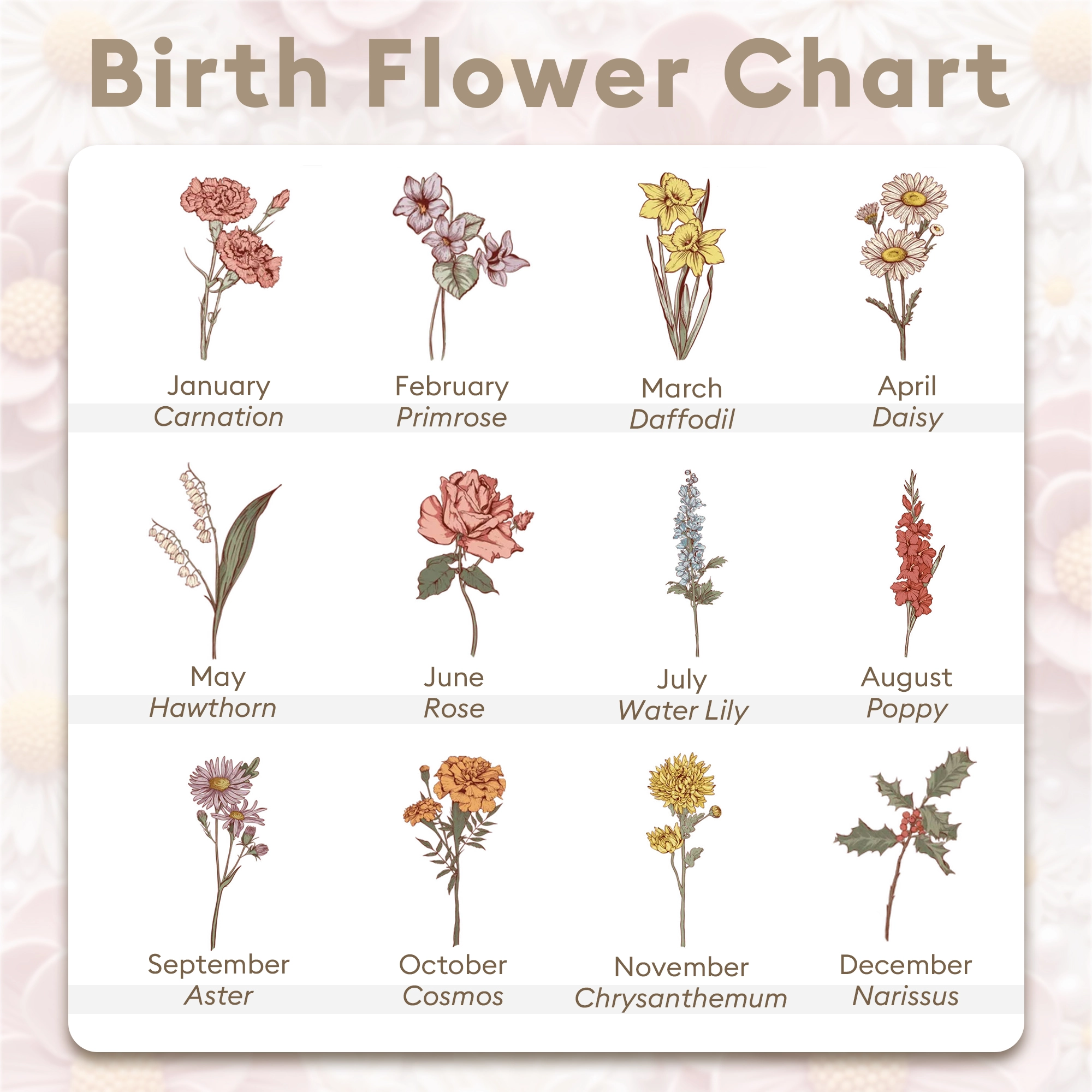 Custom Birth Flower Warm Tassel Scarf with Name