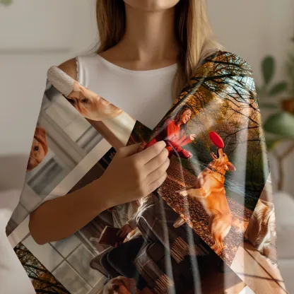 Custom Dog Cat Pet Photo Name Text Warm Tassel Scarf