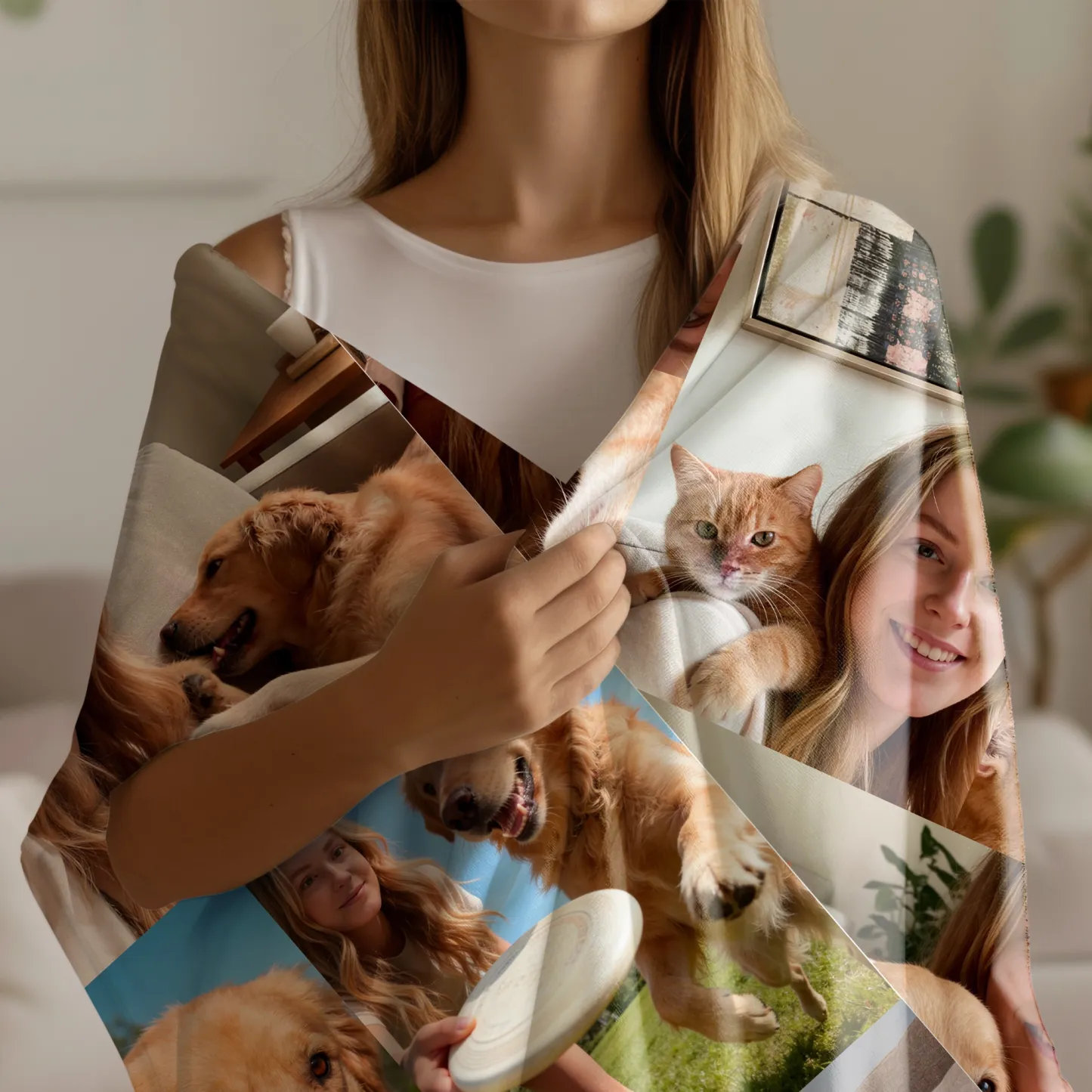 Custom Dog Cat Pet Photo Warm Tassel Scarf